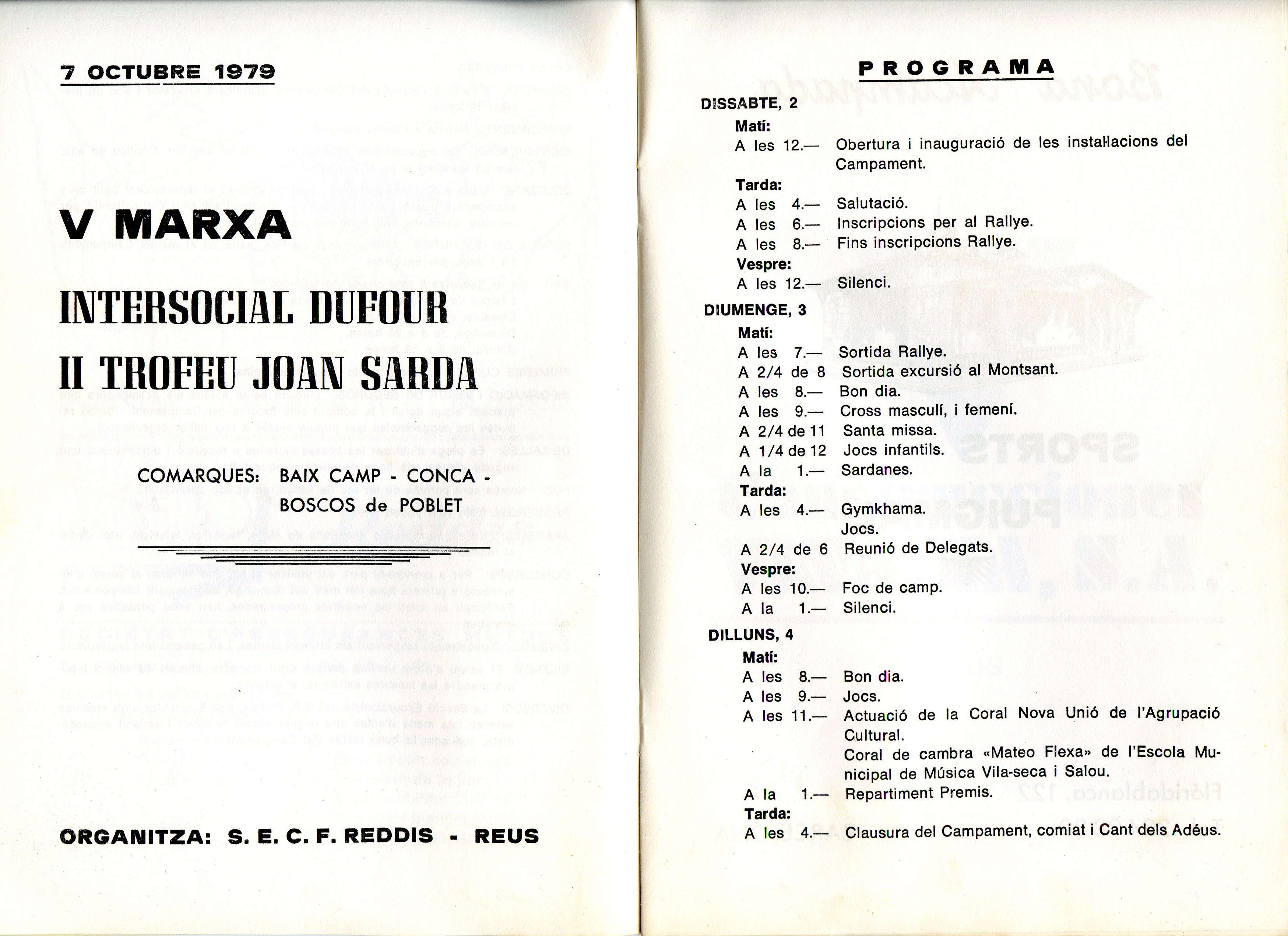 29è Campament General de Catalunya : 2,3 i 4 de juny de 1979 : Plans del Vilà La Morera del Montsant : Organitza Secció Excursionista del C.F. Reddis - Reus - Miniatura 2