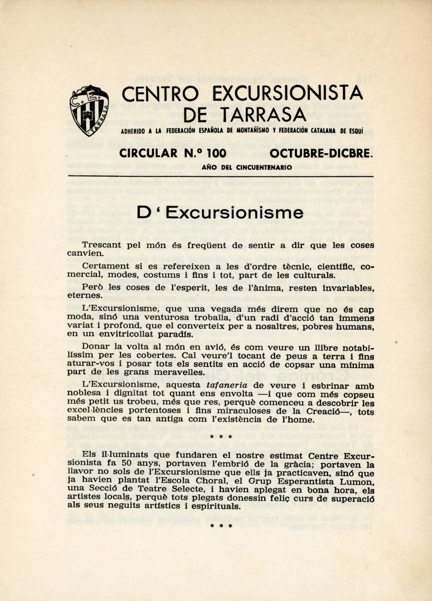 En record del 50 aniversari del Centre Excursionista de Terrassa 1910-1960 - Miniatura 2