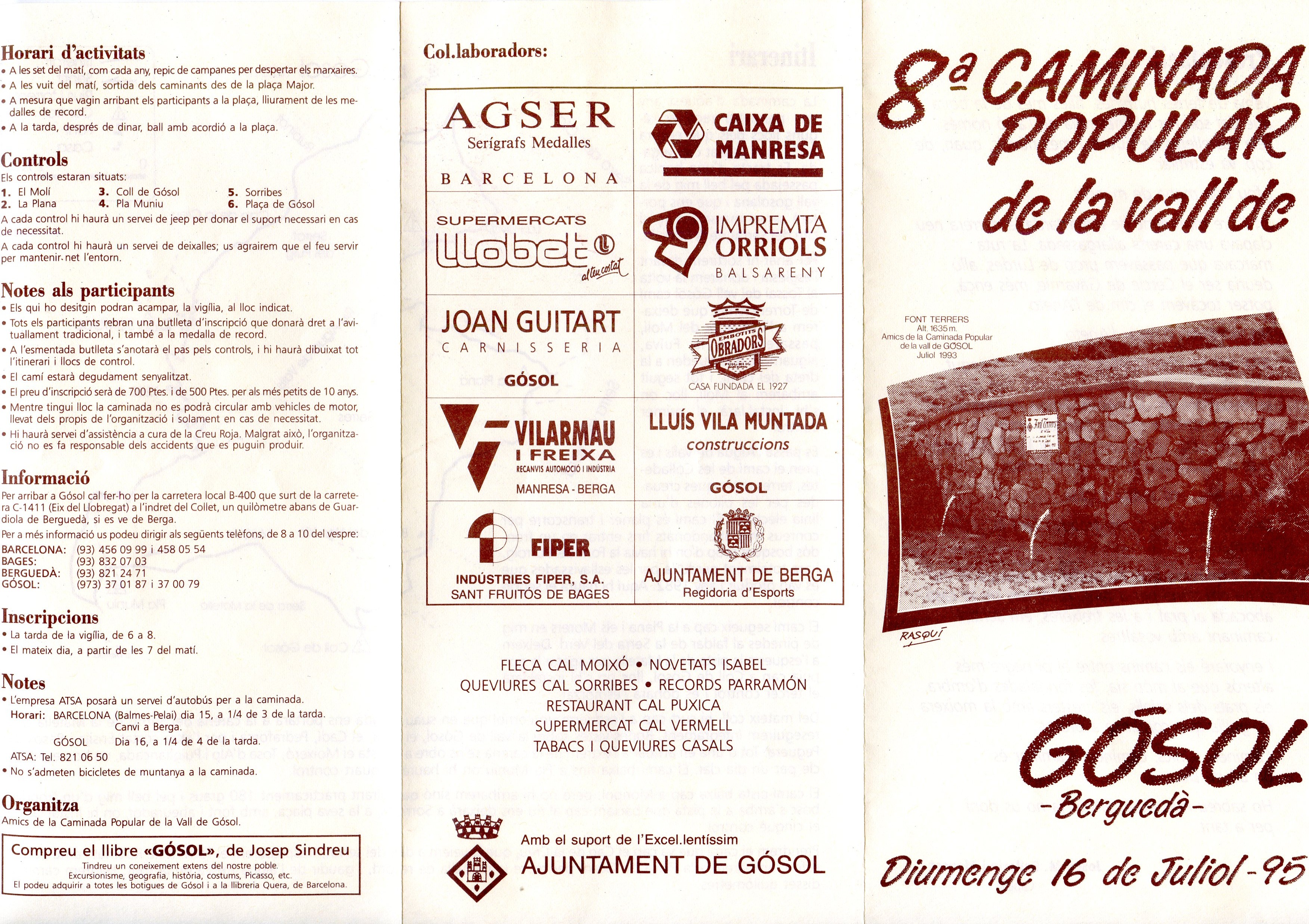 8a Caminada Popular de la vall de Gósol -Berguedà- : Diumenge 16 de Juliol -95 - Portada