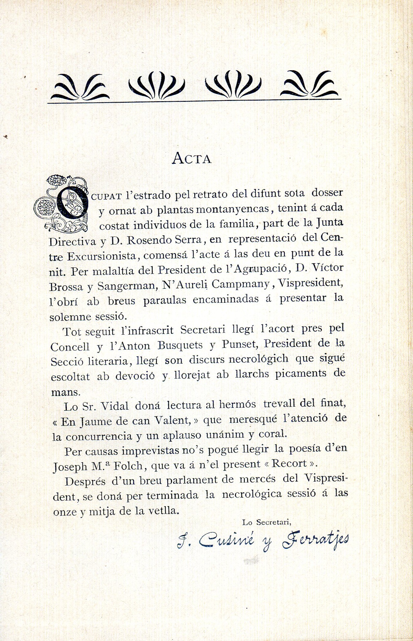 Arthur Osona : Disertació biográfica llegida en la Sessió Necrológica que l'Agrupació Excursionista Catalana "Montanyenchs" dedicá al malaguanyat patrici - Miniatura 3