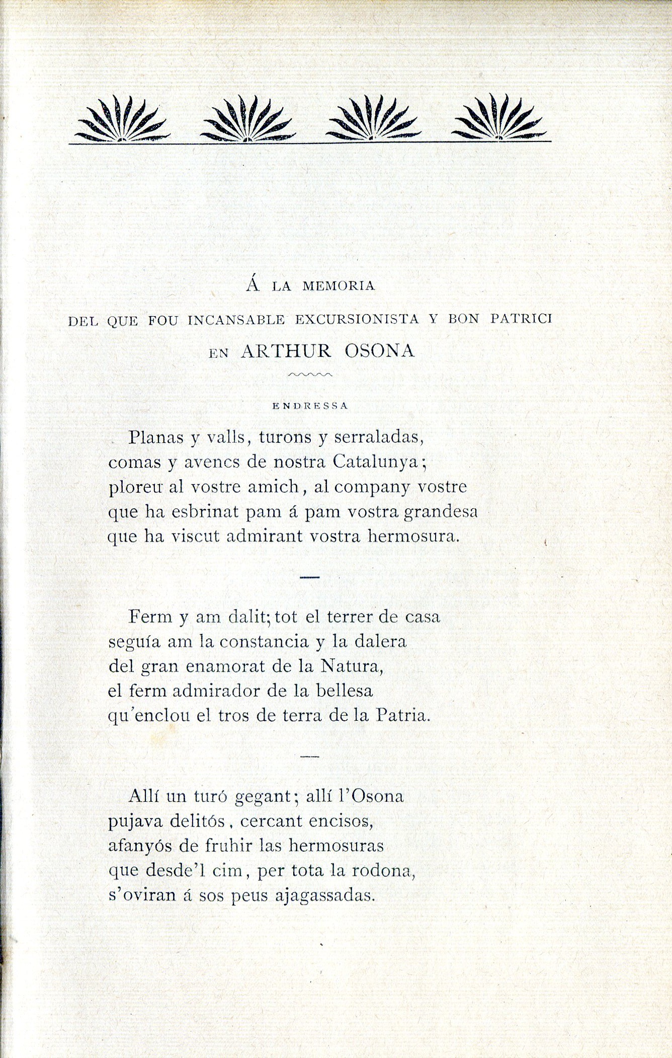 Arthur Osona : Disertació biográfica llegida en la Sessió Necrológica que l'Agrupació Excursionista Catalana "Montanyenchs" dedicá al malaguanyat patrici - Miniatura 5