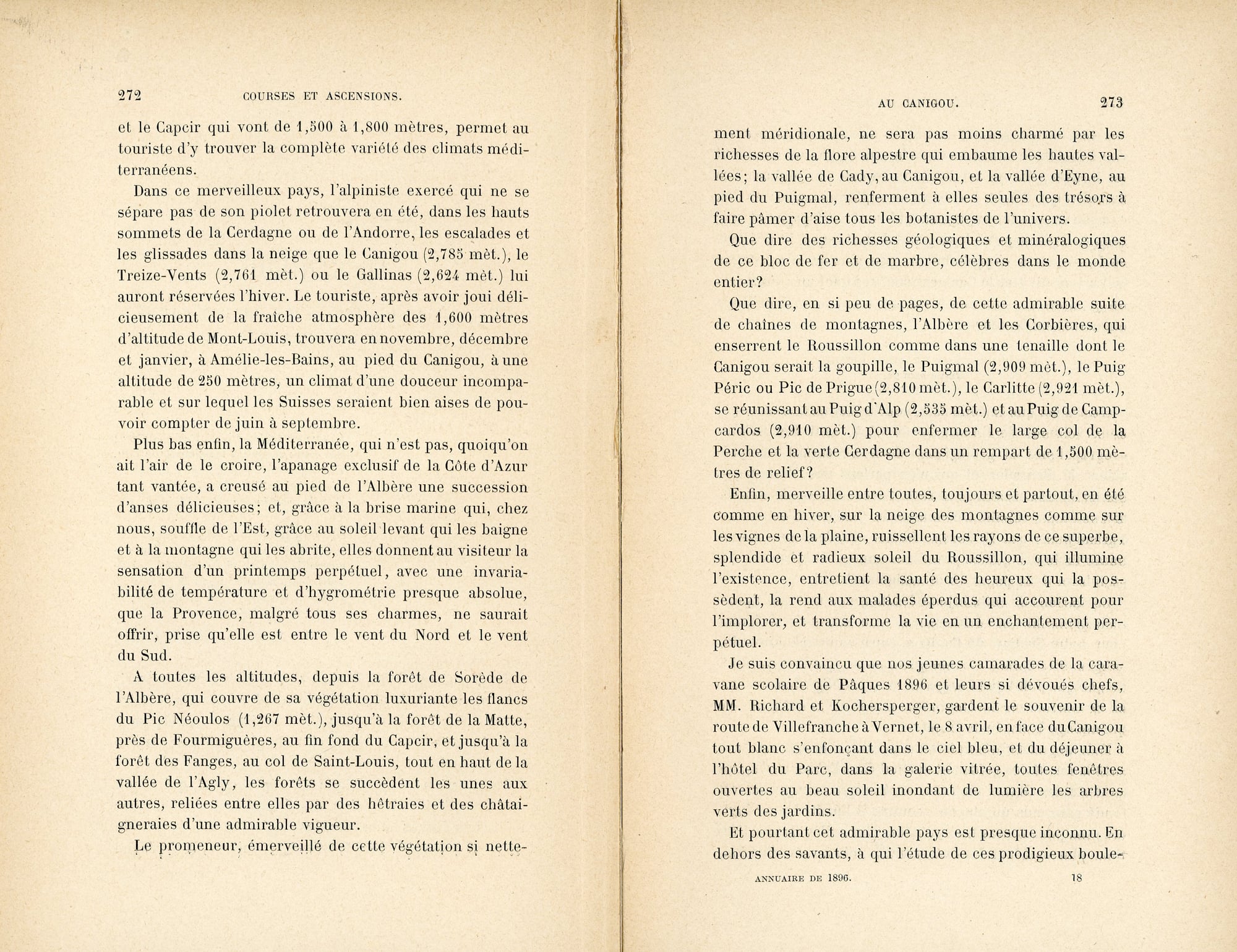Annuaire du Club Alpin Français : Vingt-Troisième Année 1896  [Au Canigou] - Miniatura 3