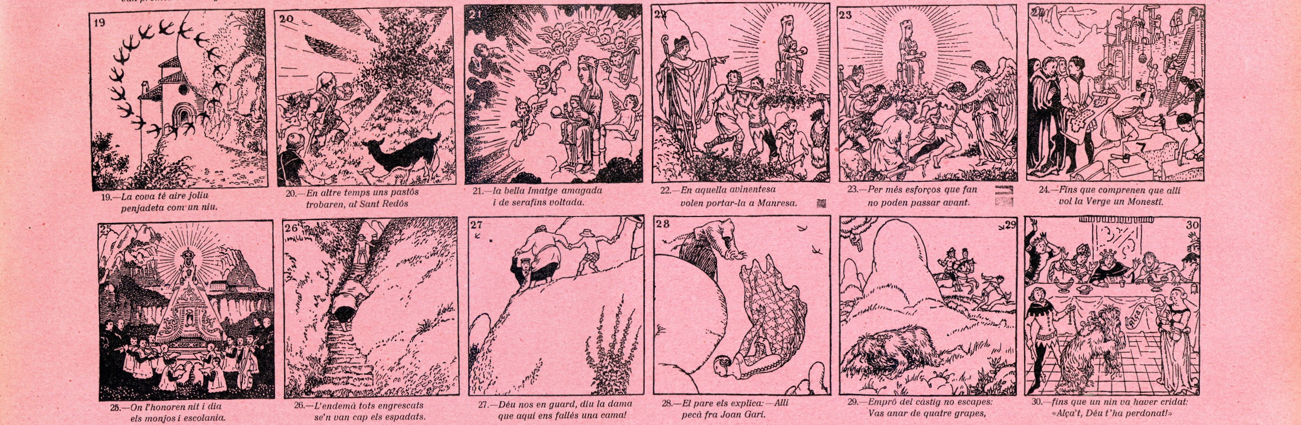 Auca de Montserrat : Aquí, lector il·lustrat, -veuràs l'excursió rodona que feren a Montserrat- uns senyors de Barcelona : Si vols ésser ben casat duu la dona a Montserrat - Miniatura 3