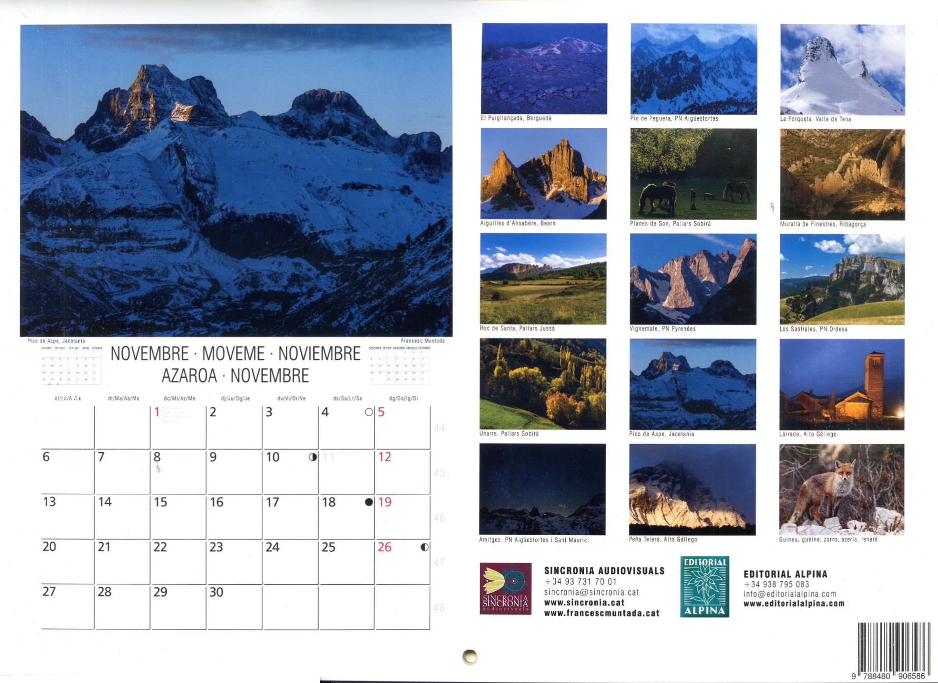 2017 Calendari Pyrene · Calendario · Egutegia · Calendrier - Miniatura 2