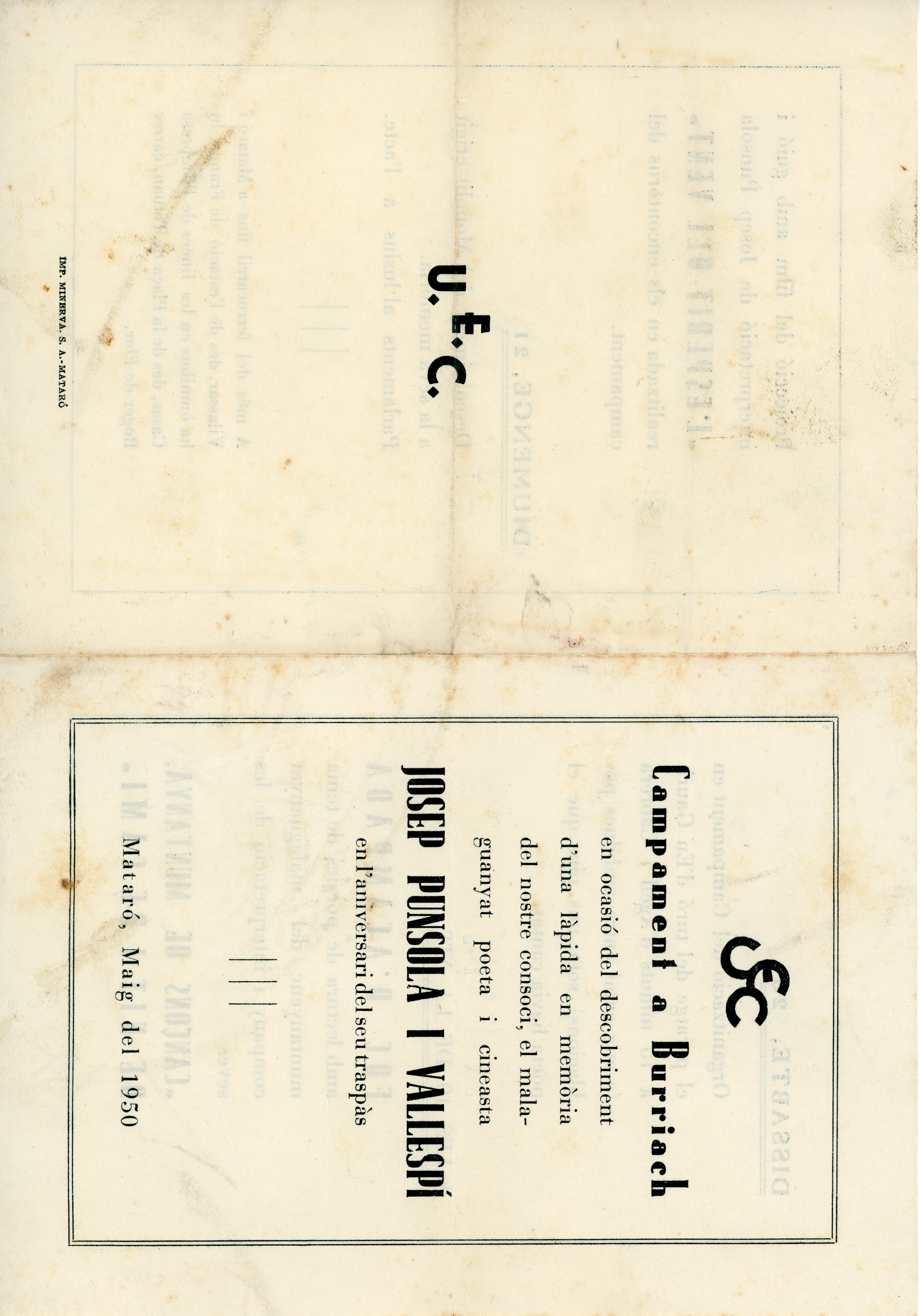 Campament a Burriac en ocasió del descobriment d'una làpida en memòria del nostre consoci, el malaguanyat poeta i cineasta Josep Punsola i Valentí en l'aniversari del seu traspàs - Portada