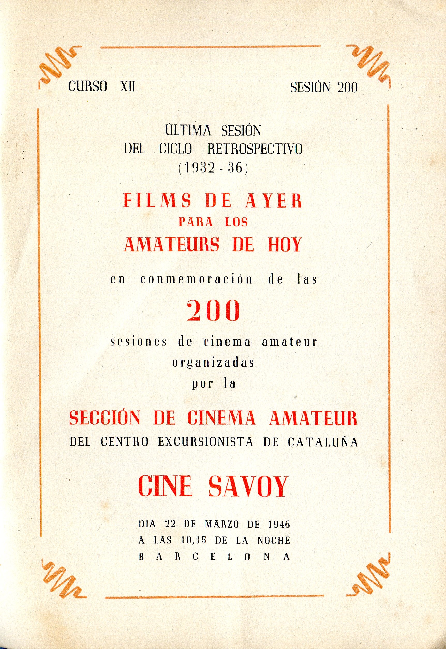 Curso XII : 200a sesión : Cine Savoy : 22 de Marzo de 1946 - Miniatura 2