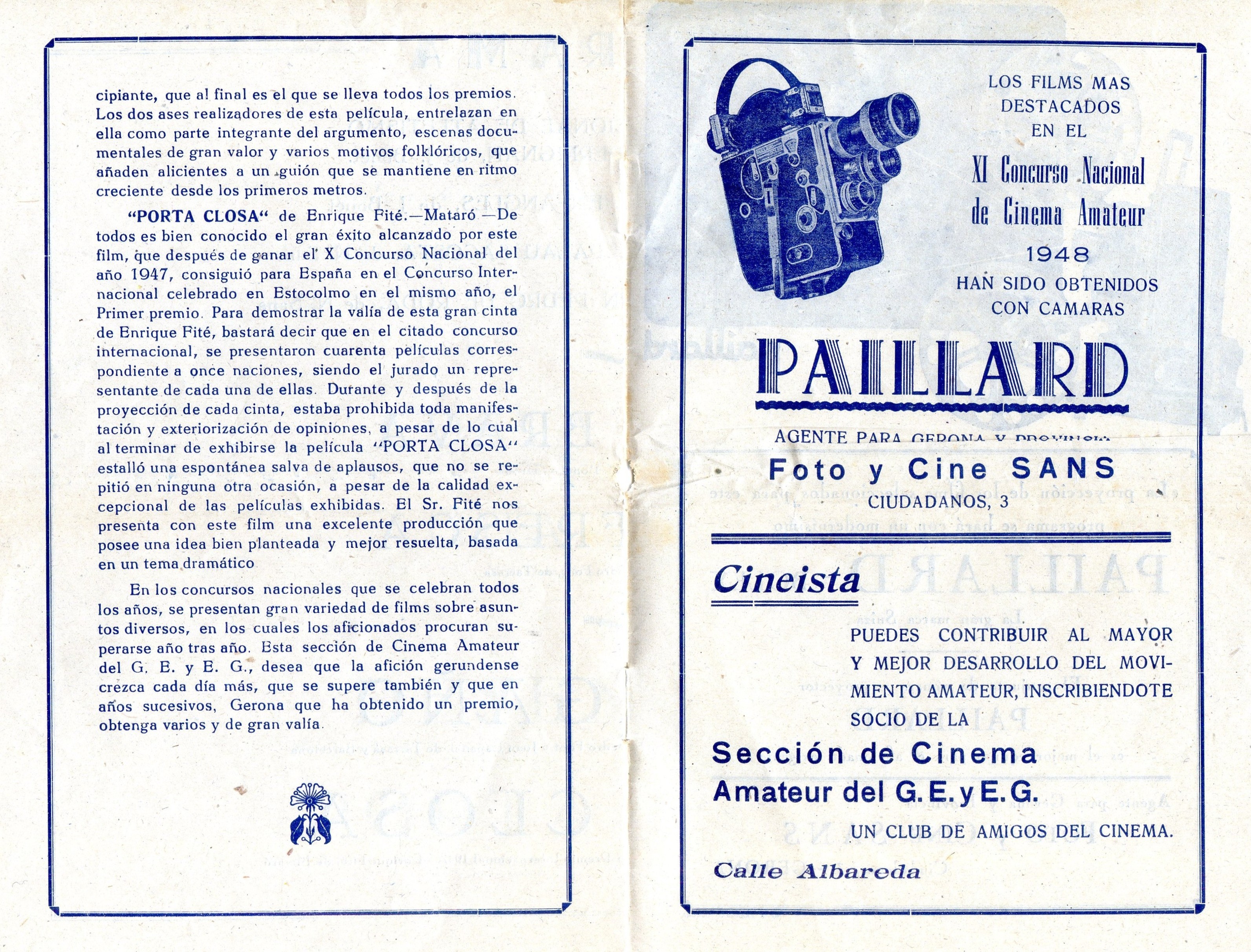Sección de Cinema Amateur del G.E.E.G., La : Presenta en sessión única el día 1.º de Julio, a las 10'30 noche "Selección de films premiados en los concursos nacionales de cinematografia amateur de 1947 y 1948" : Cine Gran-Via - Miniatura 4