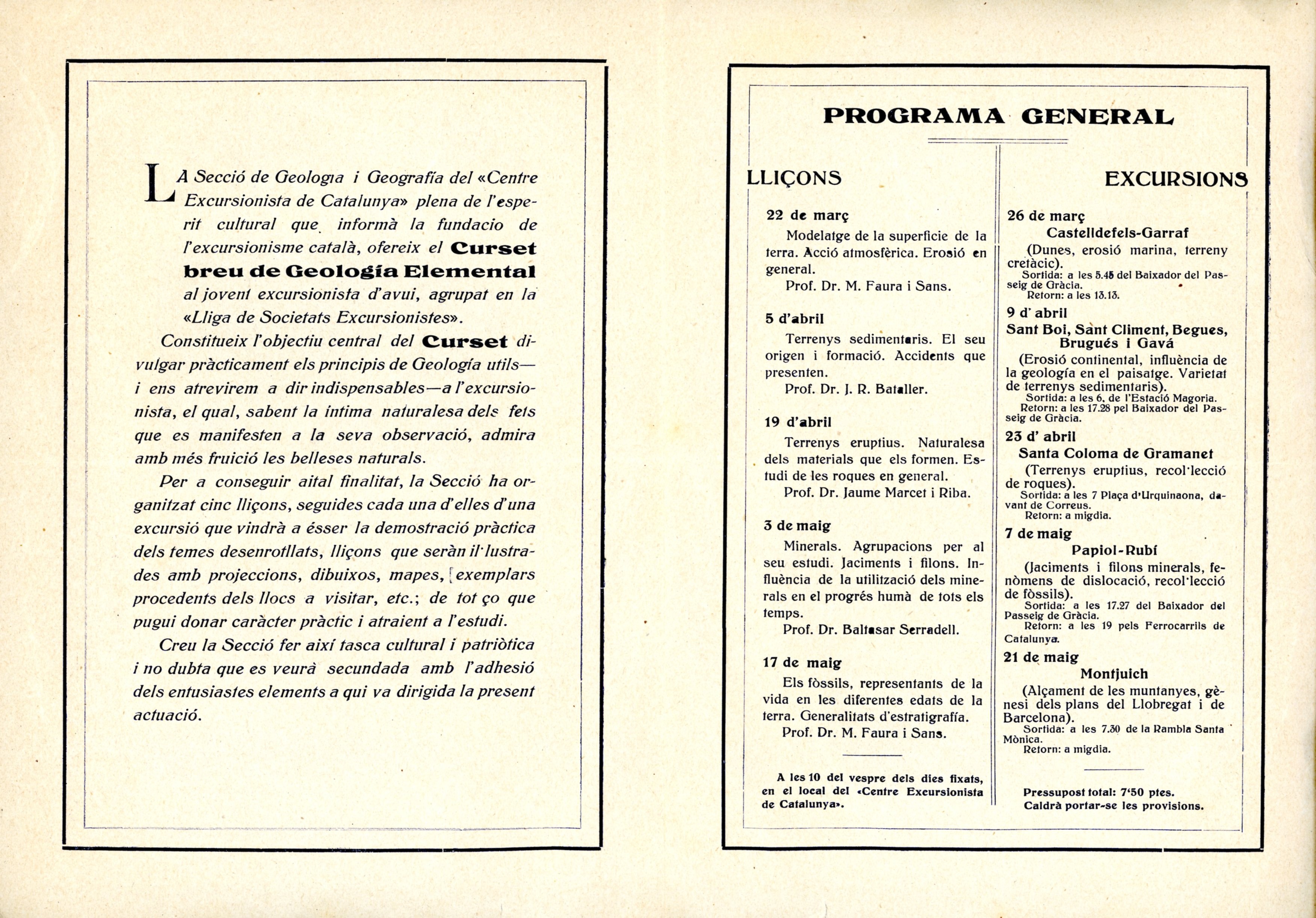 Curset breu de Geología elemental dedicat a les Entitats que formen la Lliga de Societats Excursionistes de Catalunya : Març, abril i maig 1922 - Miniatura 3