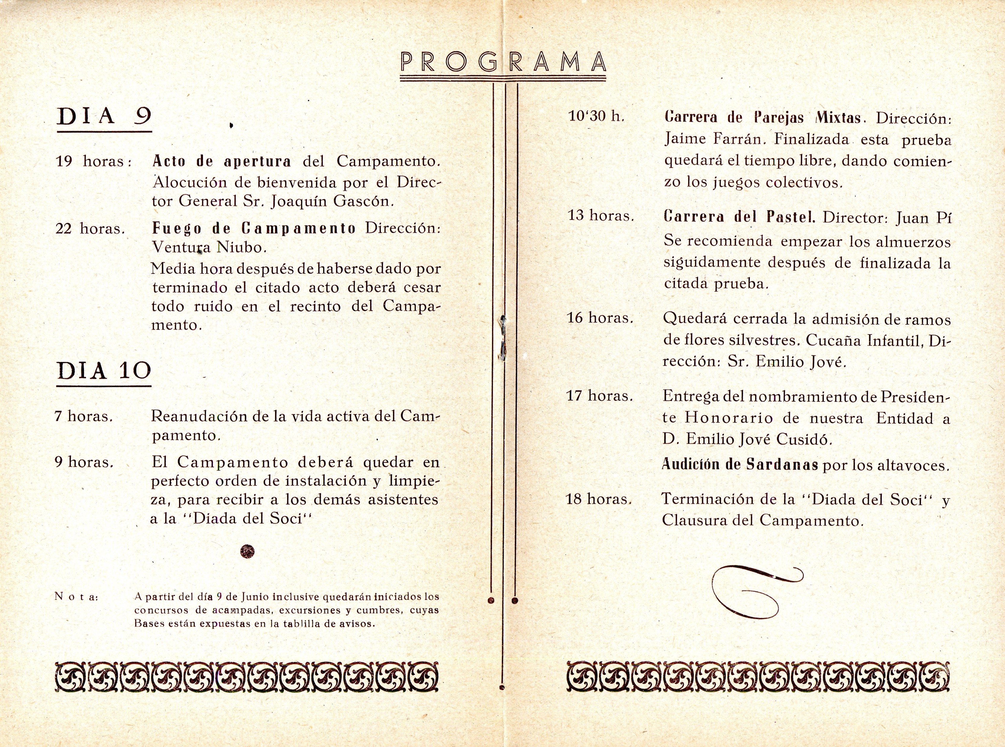 "Diada del Soci" y campamento social de primavera en ocasión de celebrarse el XXXIX aniversario de la fundación de la entidad : Can Manen (Sabadell) Días 9 y 10 de junio de 1951 : Organizado por la Sección de Montaña - Miniatura 2