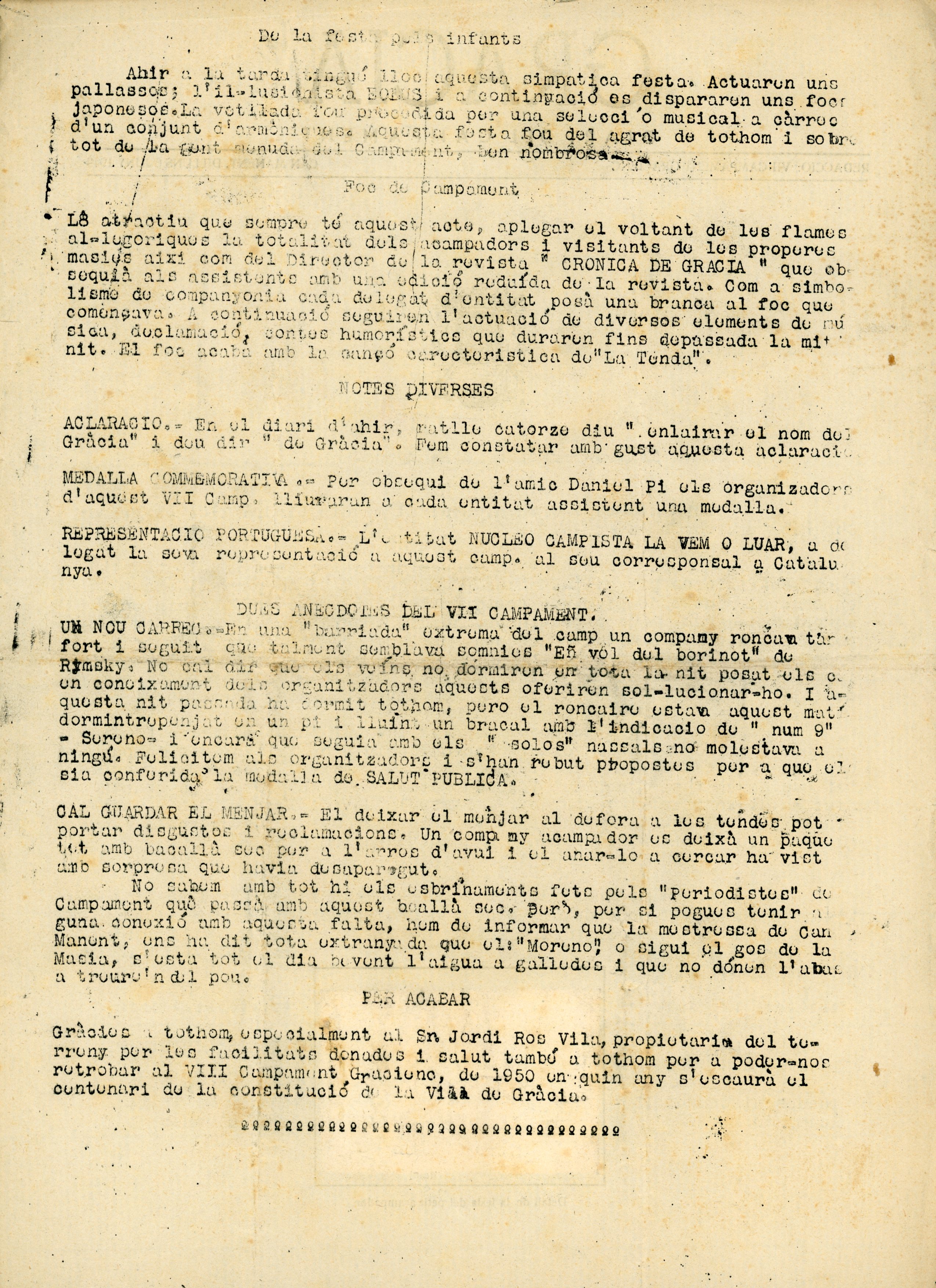 Gracia : Diari del campament : VII Campament Gracienc - Miniatura 2