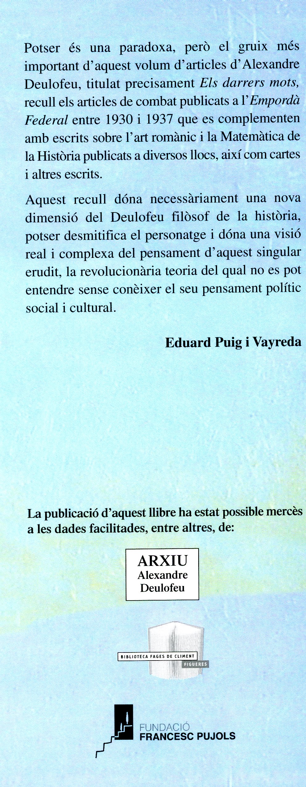 Alexandre Deulofeu : Els darrers mots : Articles i altres escrits - Miniatura 7