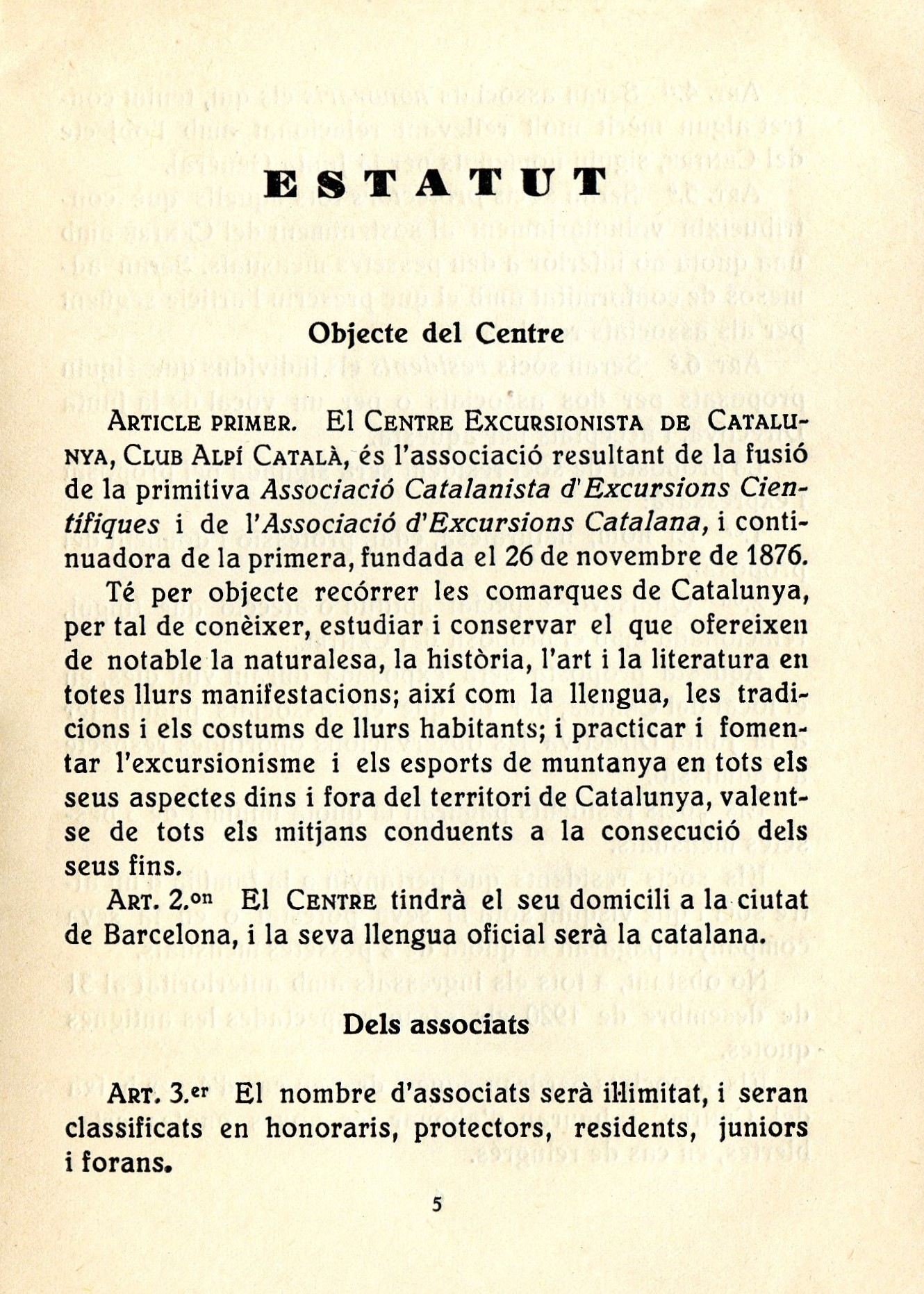 Estatut : Centre Excursionista de Catalunya : Club Alpí Català - Miniatura 2