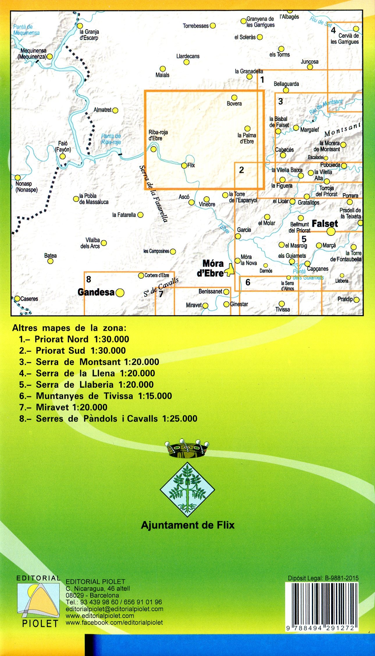 Flix : Mapa del terme municipal : Rutes de senderisme : Escala 1:20.000 - Miniatura 2