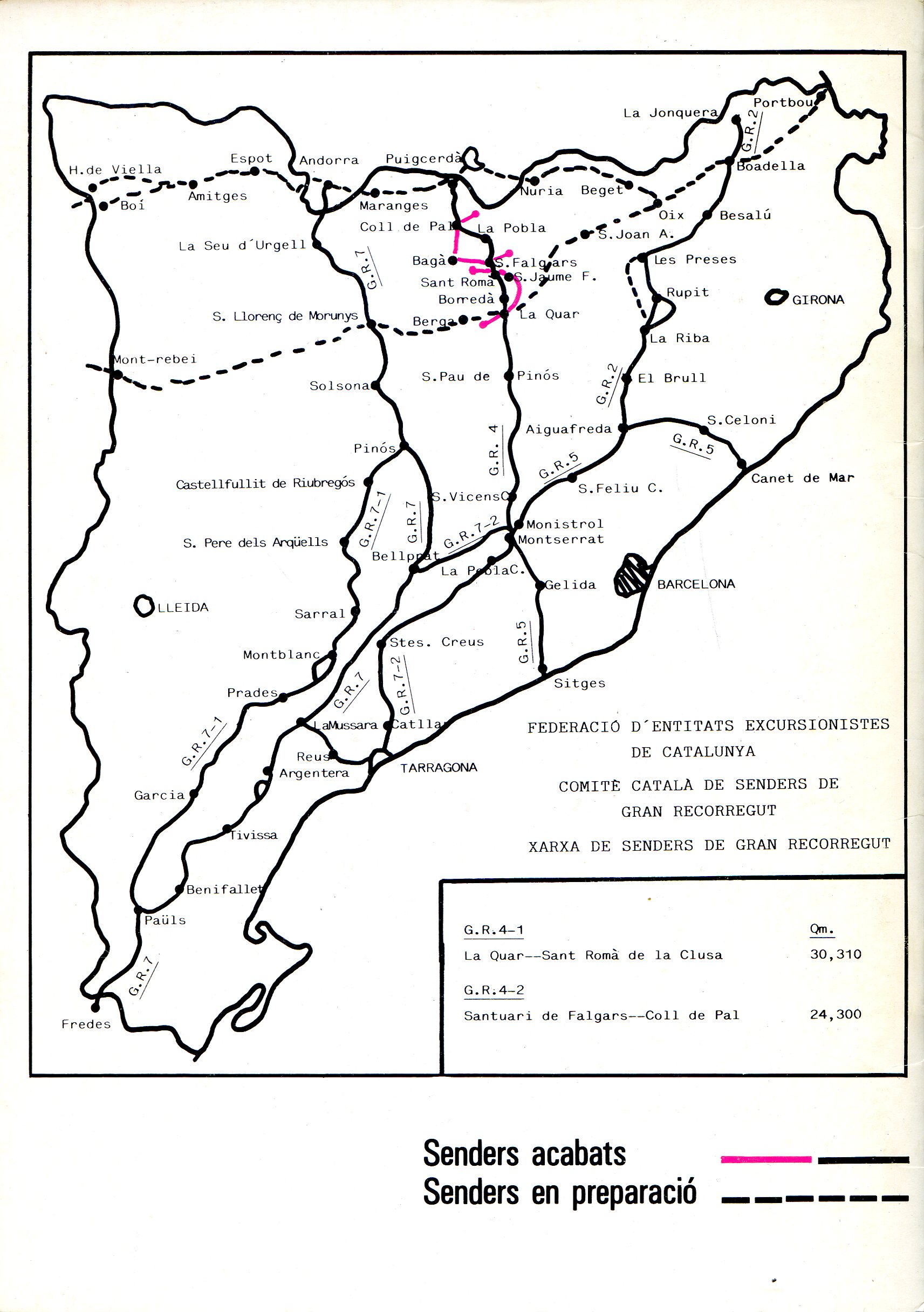 Variants del G.R. 4 : G.R. 4-1 · G.R. 4-2  : La Quar - Sant Romà de la Clusa  Sant Romà de la Clusa - La Quar  : Santuari de Falgars - Coll de Pal Coll de Pal - Santuari de Falgars - Miniatura 4