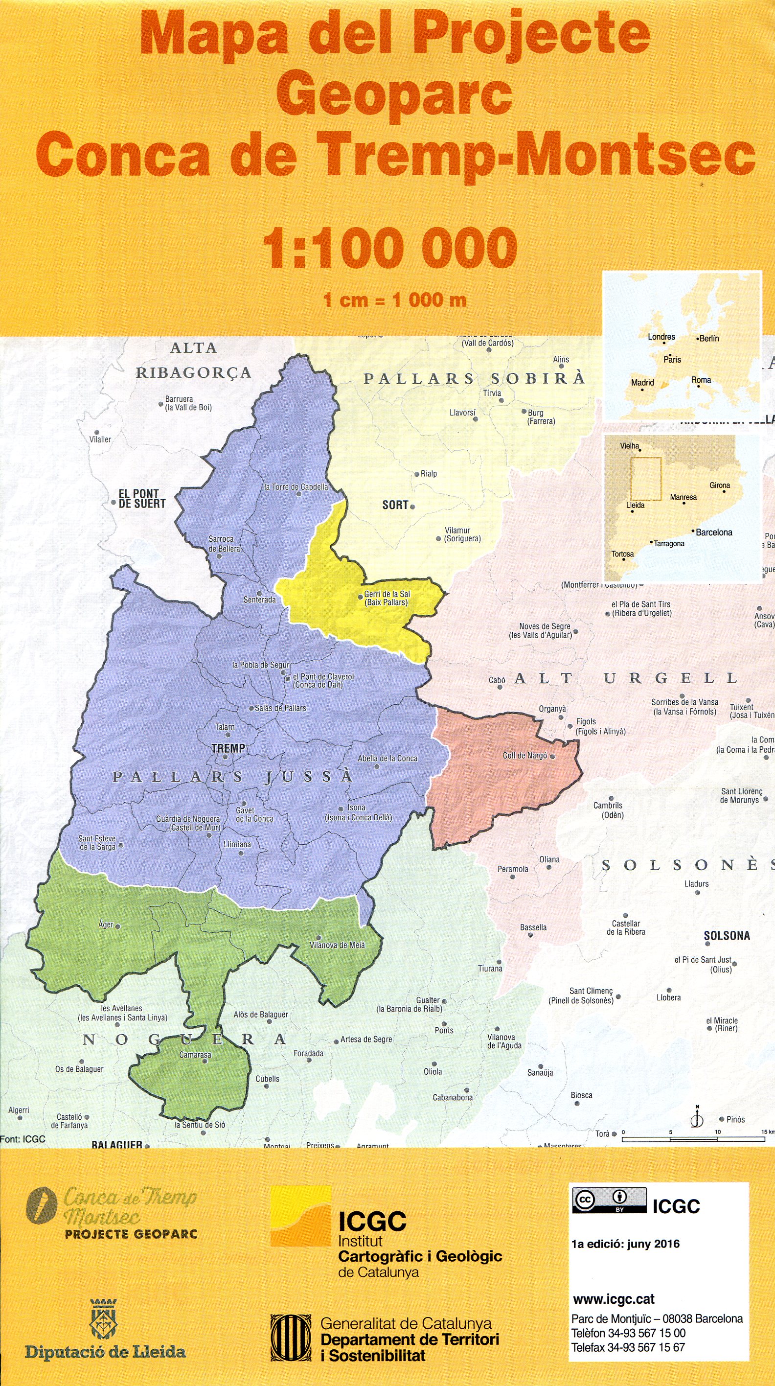 Mapa del Projecte Geoparc Conca de Tremp-Montsec : 1:100 000 - Miniatura 2
