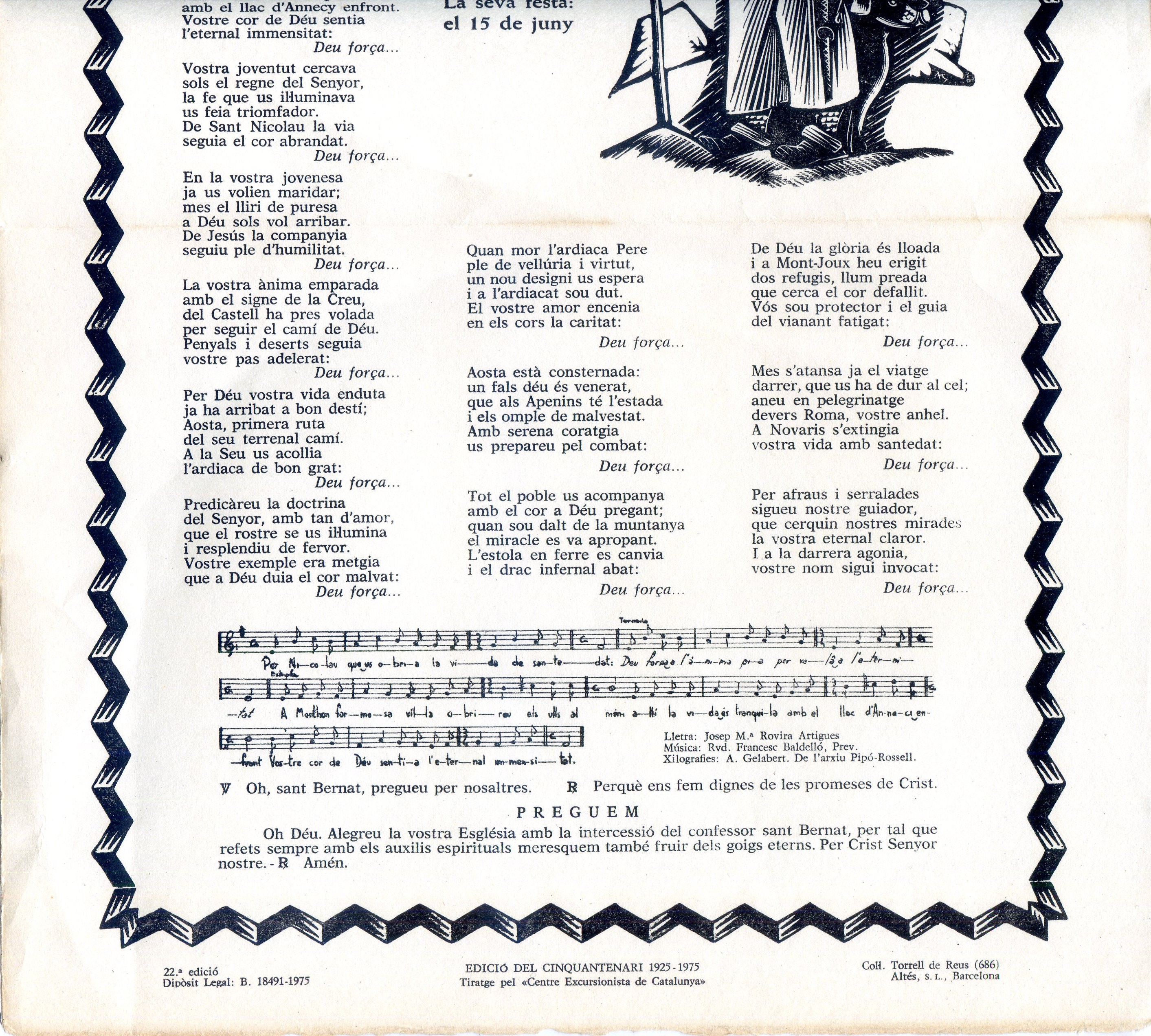 Goigs a llaor de Sant Bernat de Menthon : Ardiaca d'Aosta : Declarat per S. S. Pius XI : Patró dels excursionistes : La seva festa: el 15 de juny - Miniatura 3