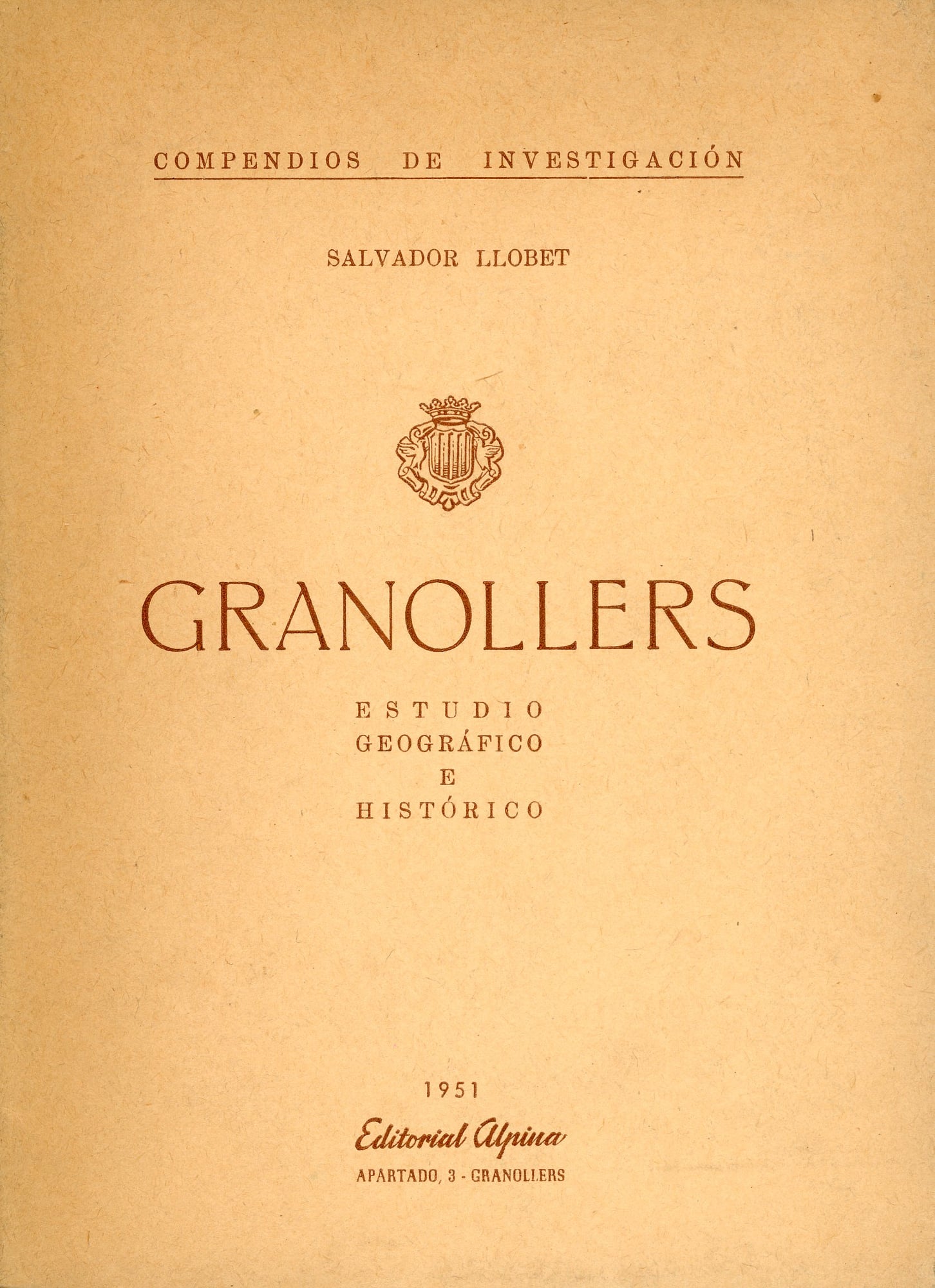 Granollers estudio geográfico e histórico - Portada