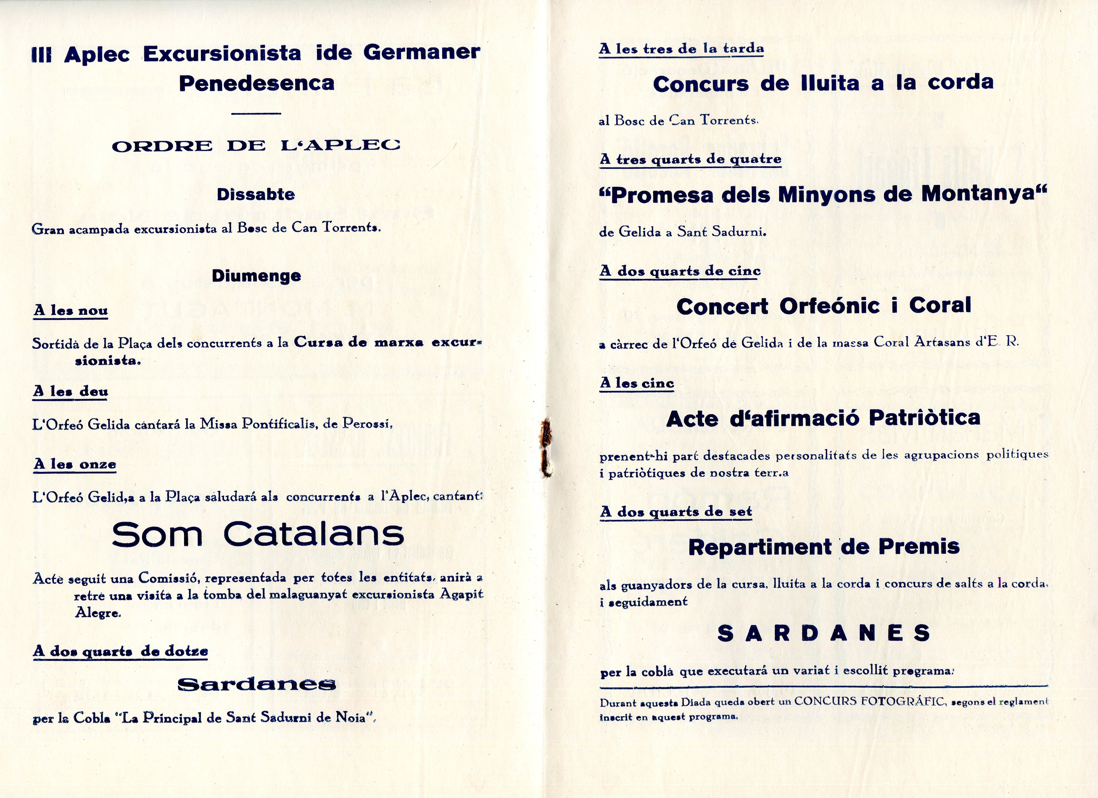 III Aplec excursionista i de germanor penedesenca a Gelida : 12 juny 1932 - Miniatura 2