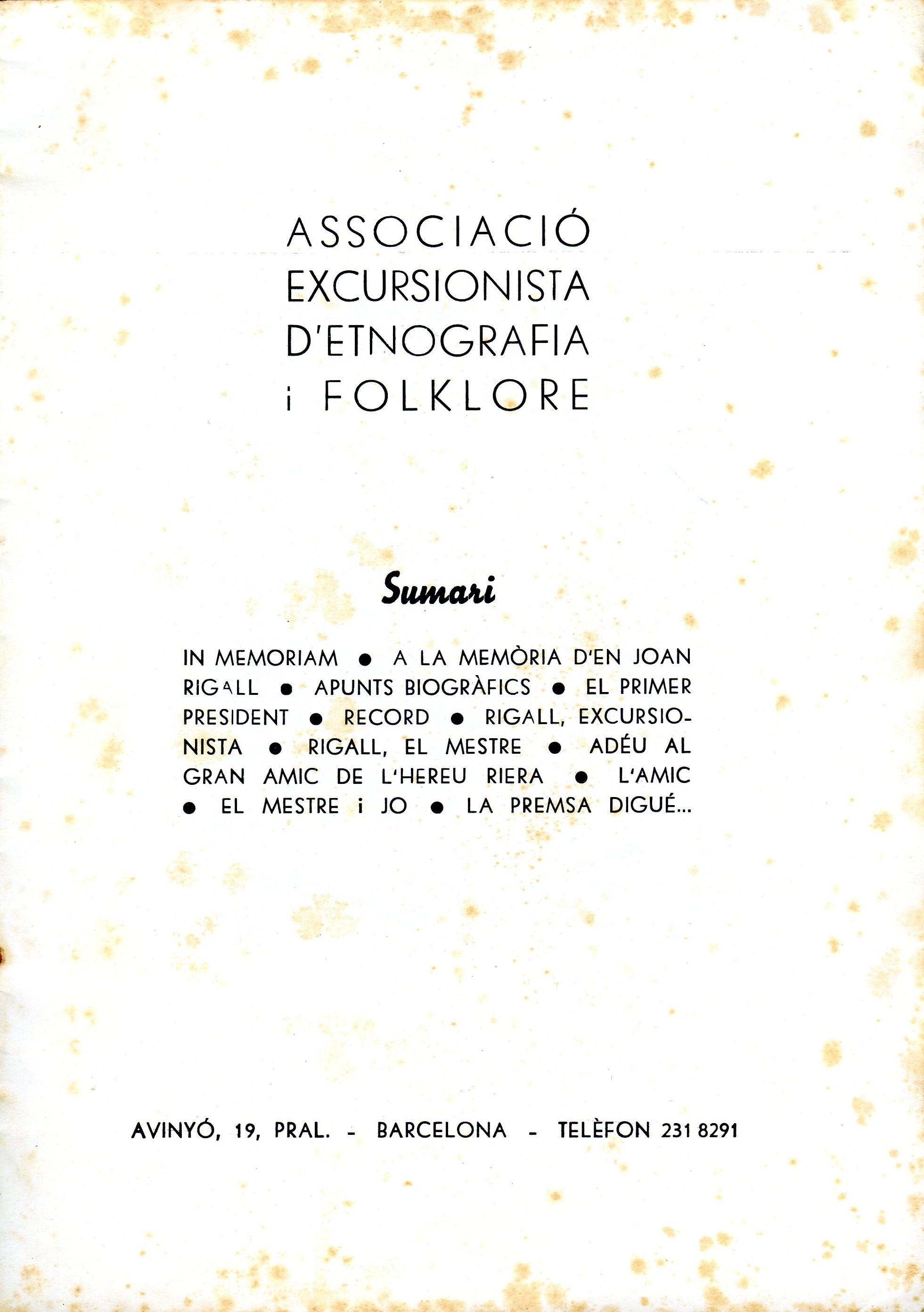 Associació Excursionista d'Etnografia i Folklore : [A la memòria d'en Joan Rigall] - Miniatura 2