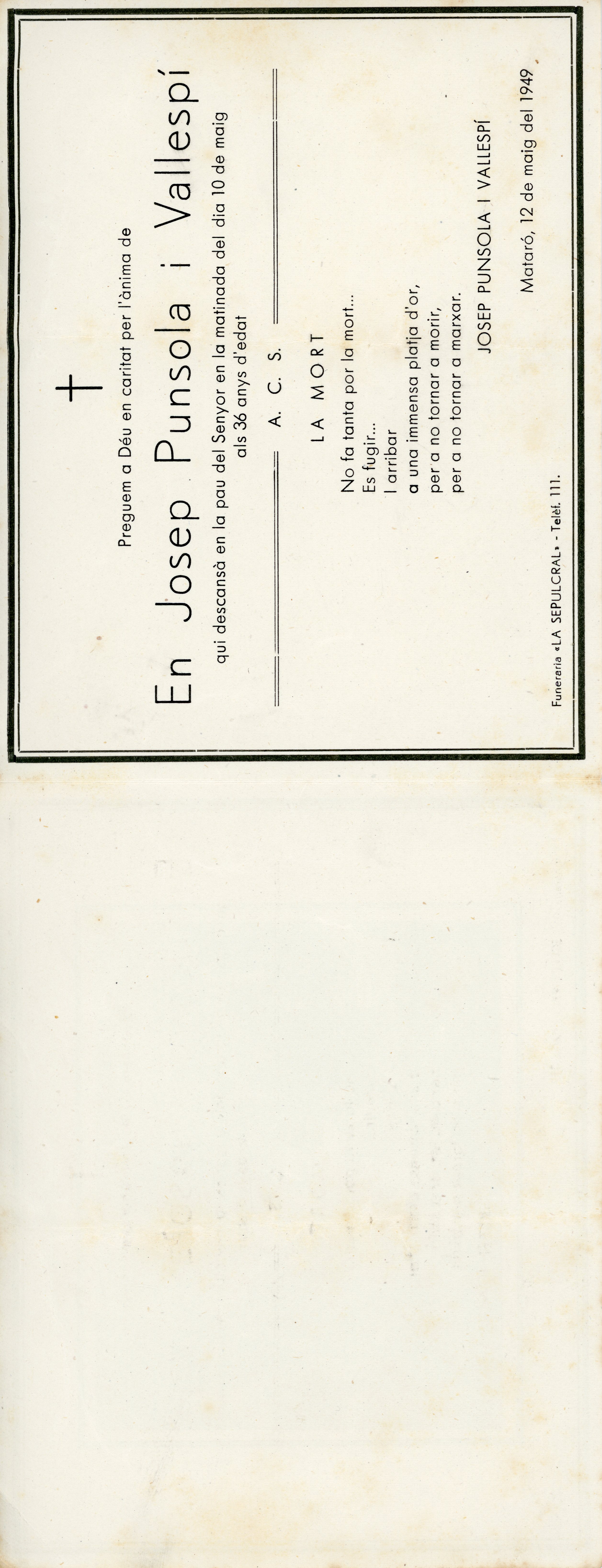 [Esquela] Josep Punsola i Vallespí - Miniatura 2
