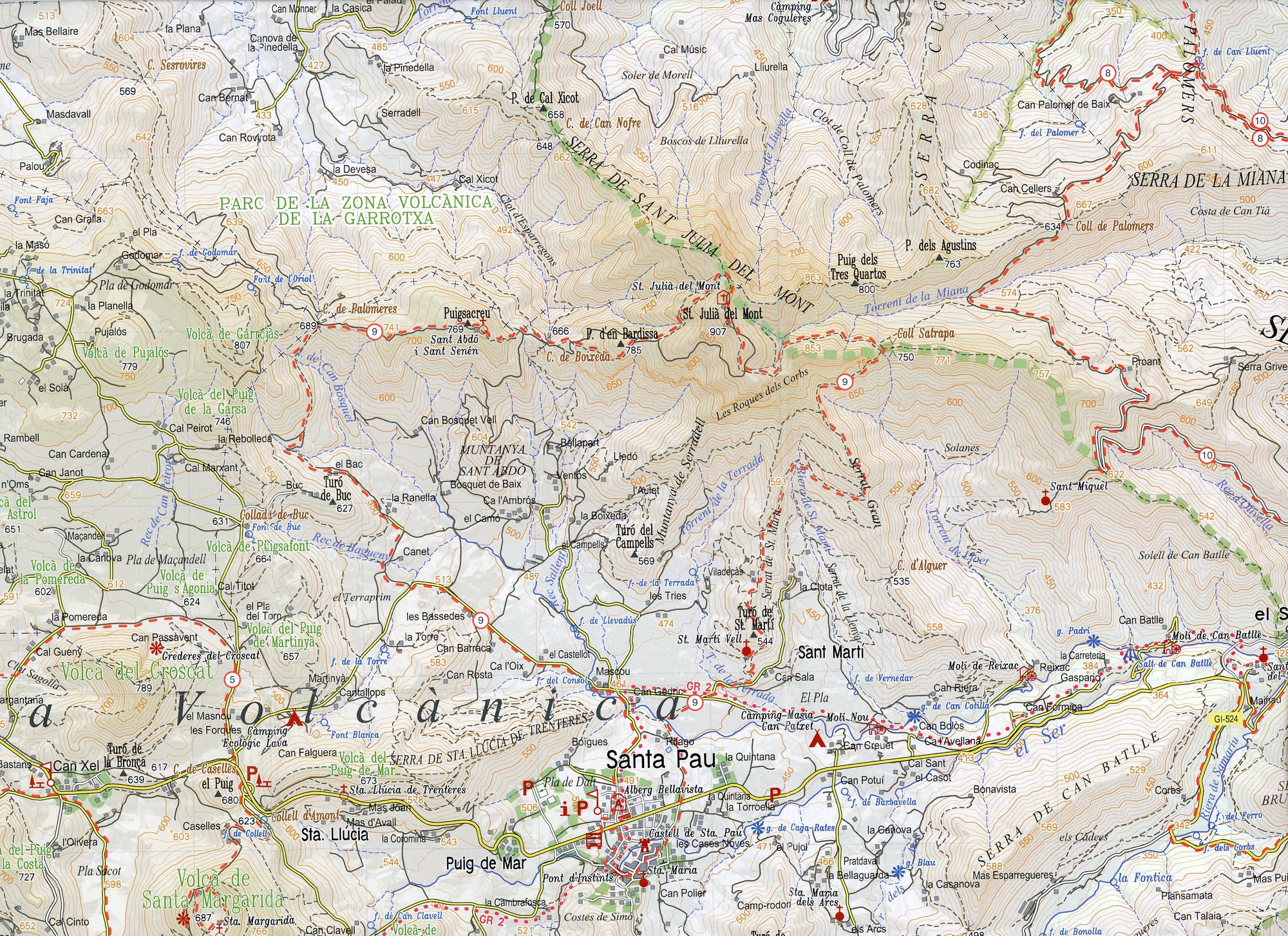 Garrotxa Volcànica, La : Mapa excursionista : Excursions per la Plana d'Olot i per les serres del Corb, Finestres, Torn i Palomers - Miniatura 2