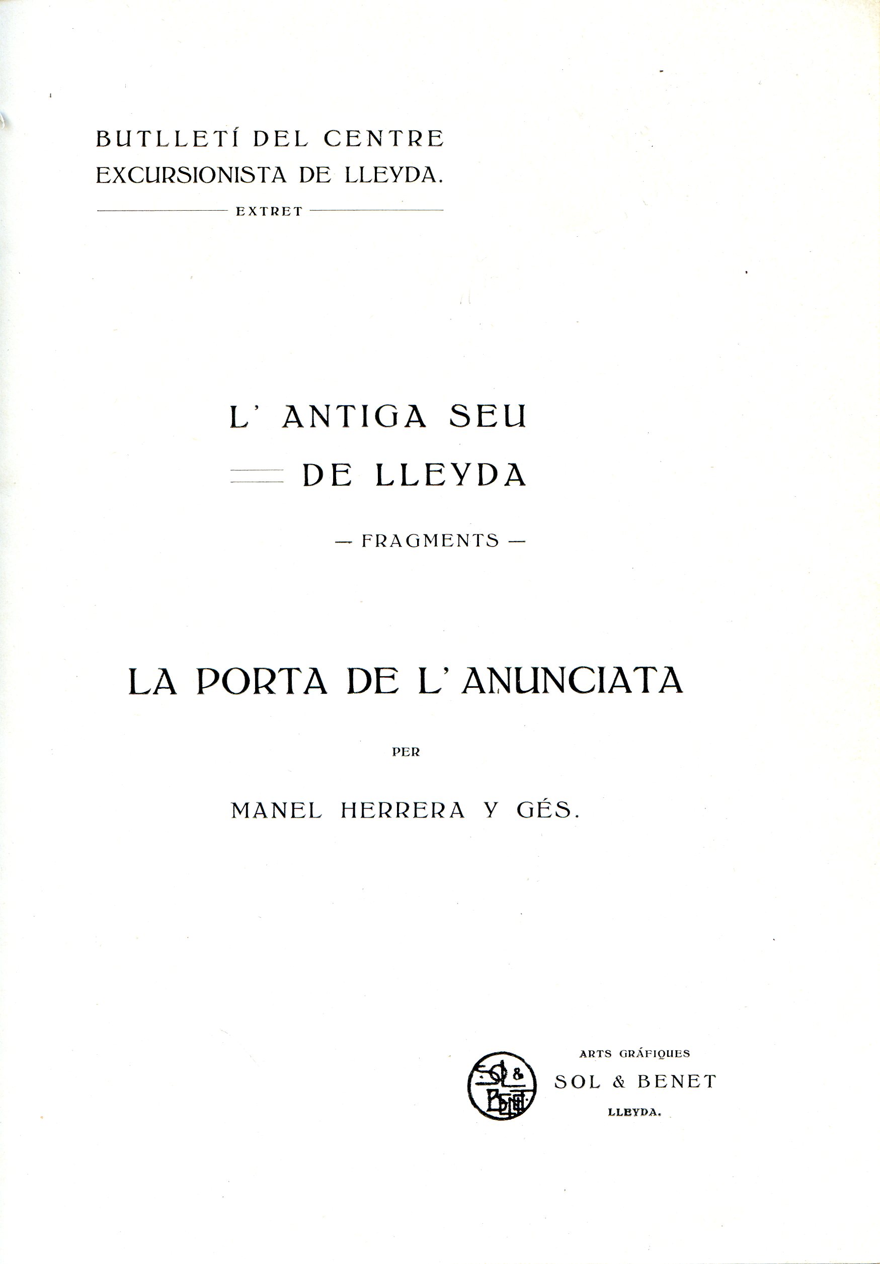antiga seu de Lleyda, L' : Fragments : La porta de l'Anuciata - Miniatura 2