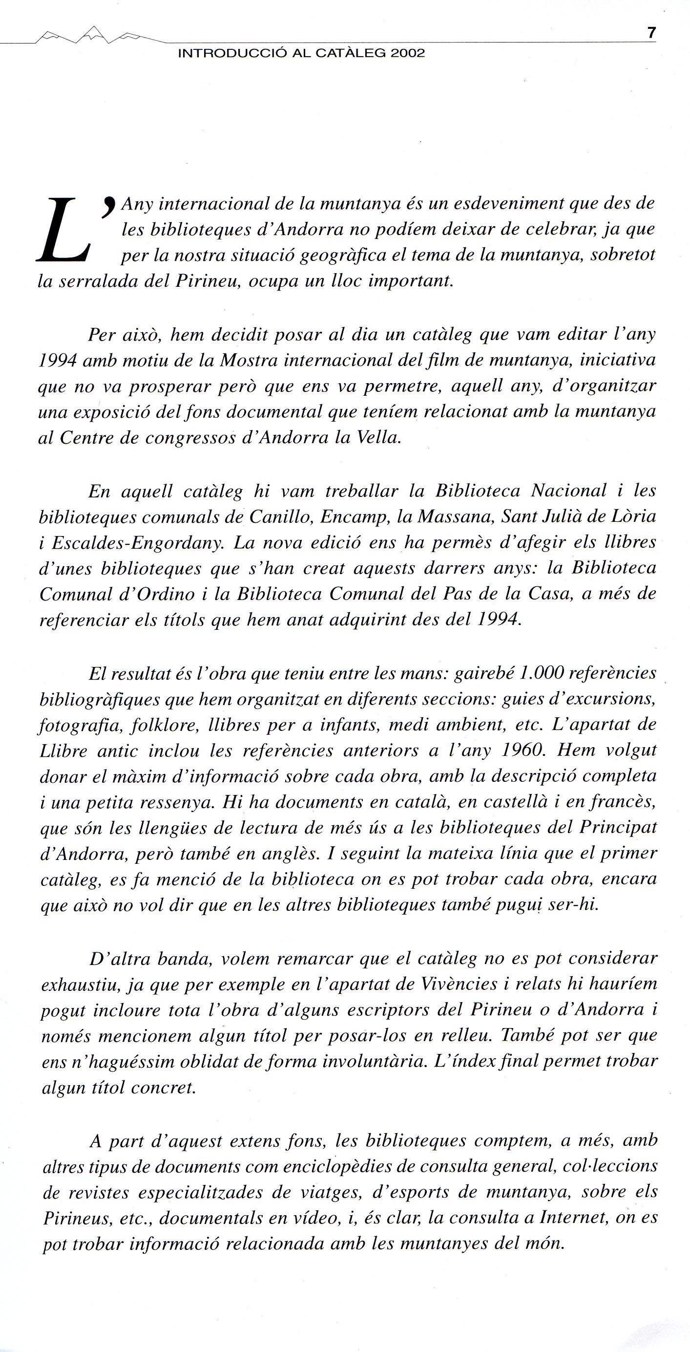 Llibre de la muntanya : Catàleg dels llibres de muntanya disponibles en les biblioteques públiques del Principat d'Andorra - Miniatura 3