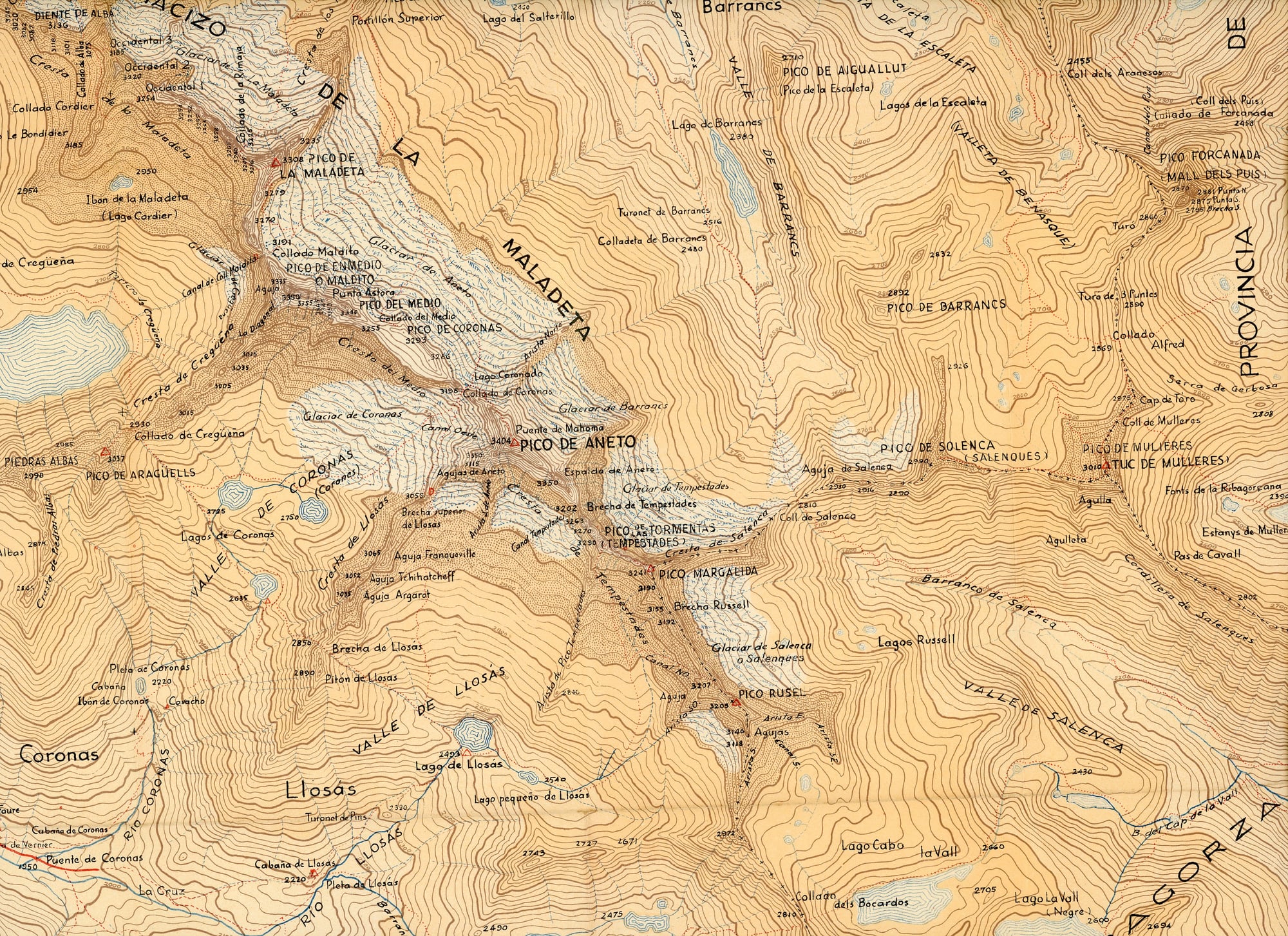 Maladeto Aneto : La Picada - Mulleres - Alba - Els Tatats - Vallhiverna - Serra Negra : Baños de Benasque - La Renclusa - Miniatura 4