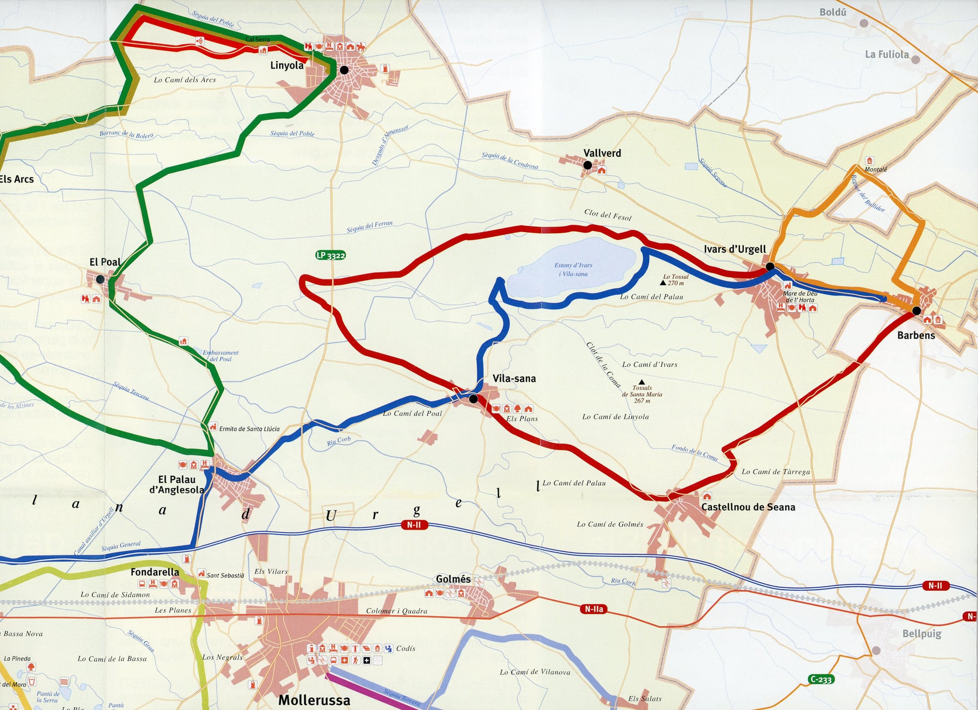 Mapa del Pla d'uregell : rutes - Miniatura 2
