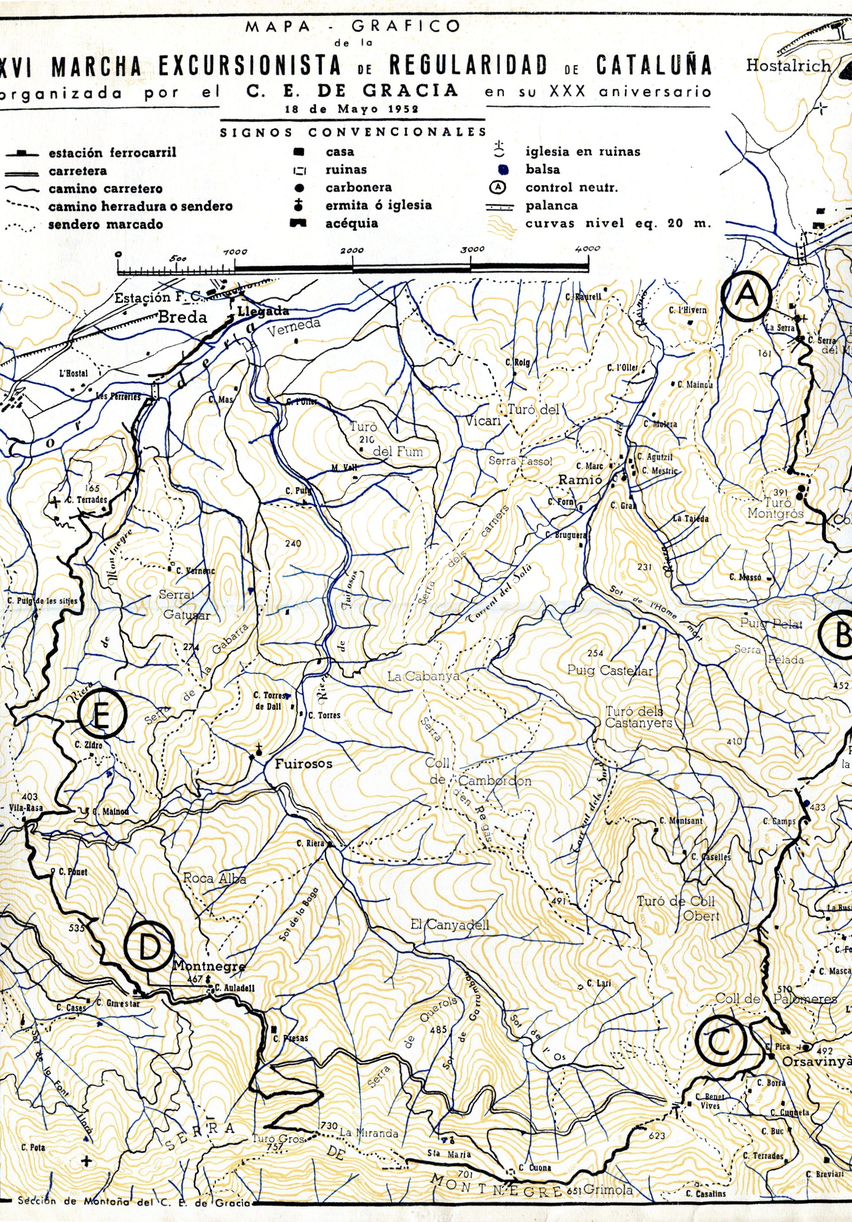 XVI Marcha Excursionista de Regularidad de Cataluña : (X Prueba oficial regional por montaña) : 18 de mayo de 1952 - Miniatura 2