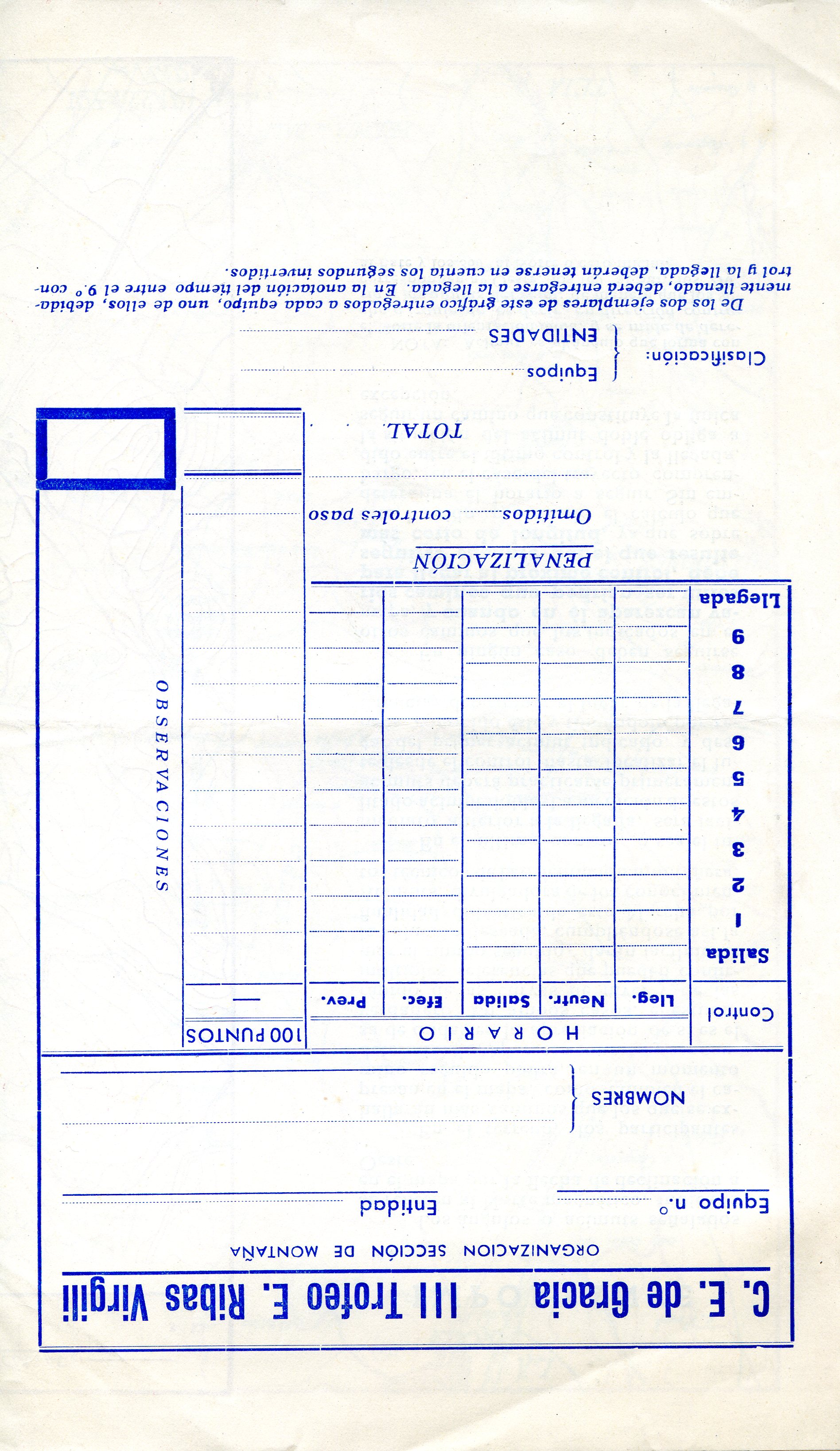 Marcha por Acimuts : III Trofeo "E. Ribas Virgili" : 9 Octubre 1949 : "Maresma" - Miniatura 3