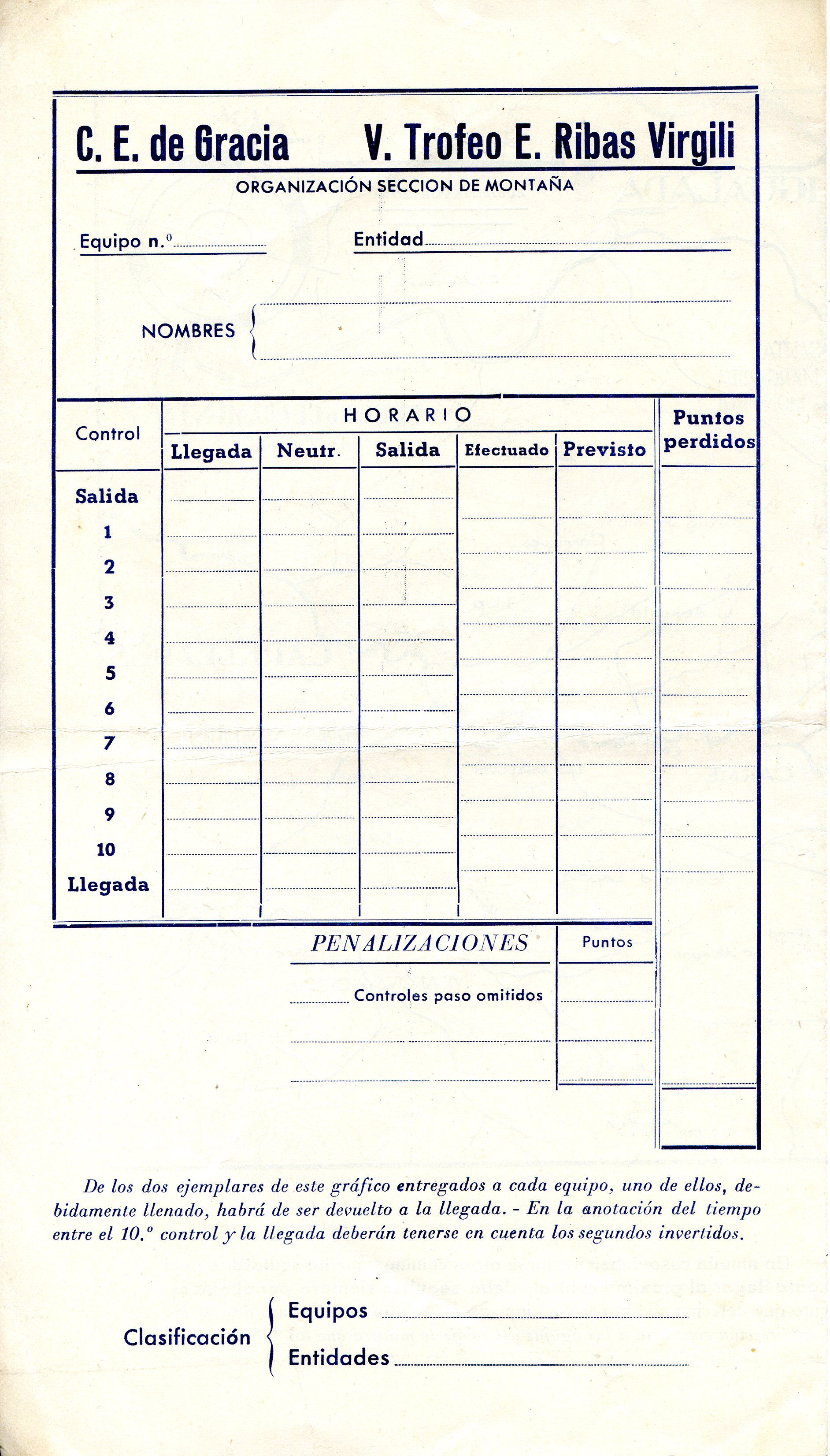 Marcha por Acimuts : V Trofeo "E. Ribas Virgili" : 4 Noviembre 1951 : Odena - Miniatura 3