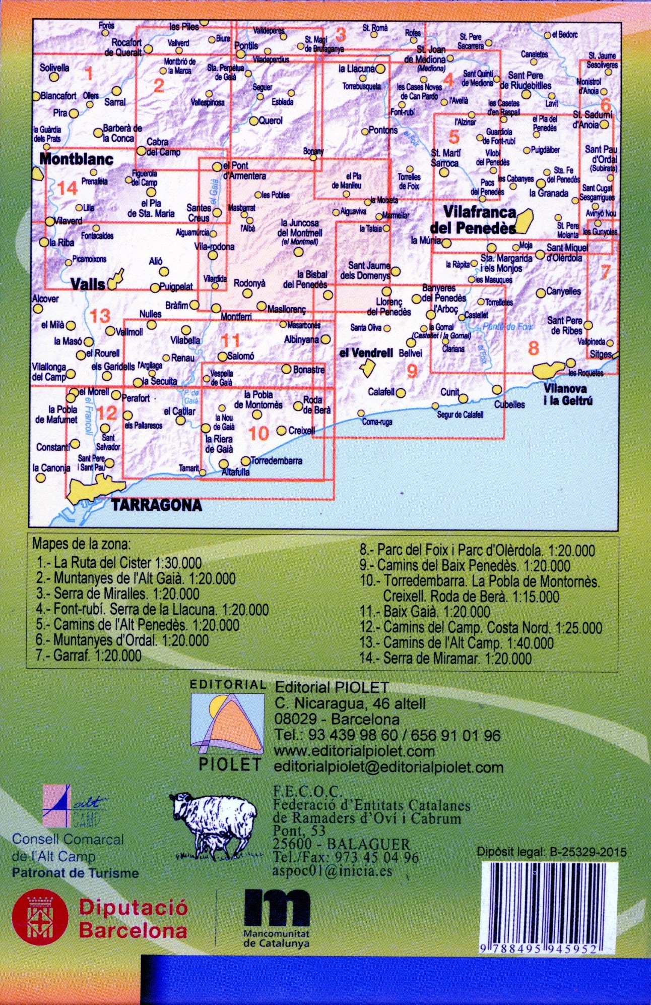 Montmell, El : La Joncosa del Montmell, Selma, el Pla de Manlleu, Marmellar : Escala 1:20.000 - Miniatura 2