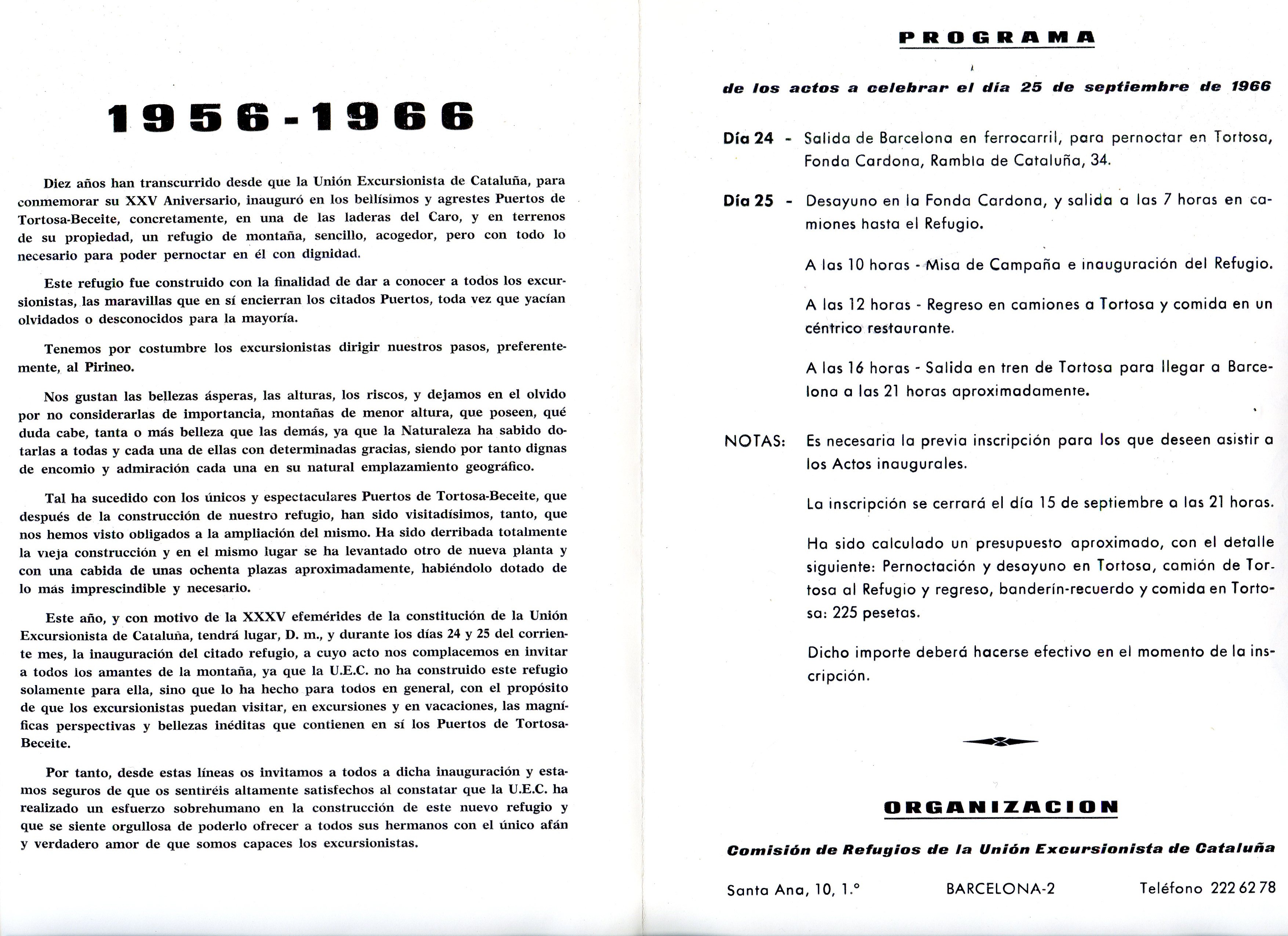 Nuevo Refugio-Caro : Puertos de Tortosa-Beceite a 1.070 metros : XXXV Aniversario - Miniatura 2