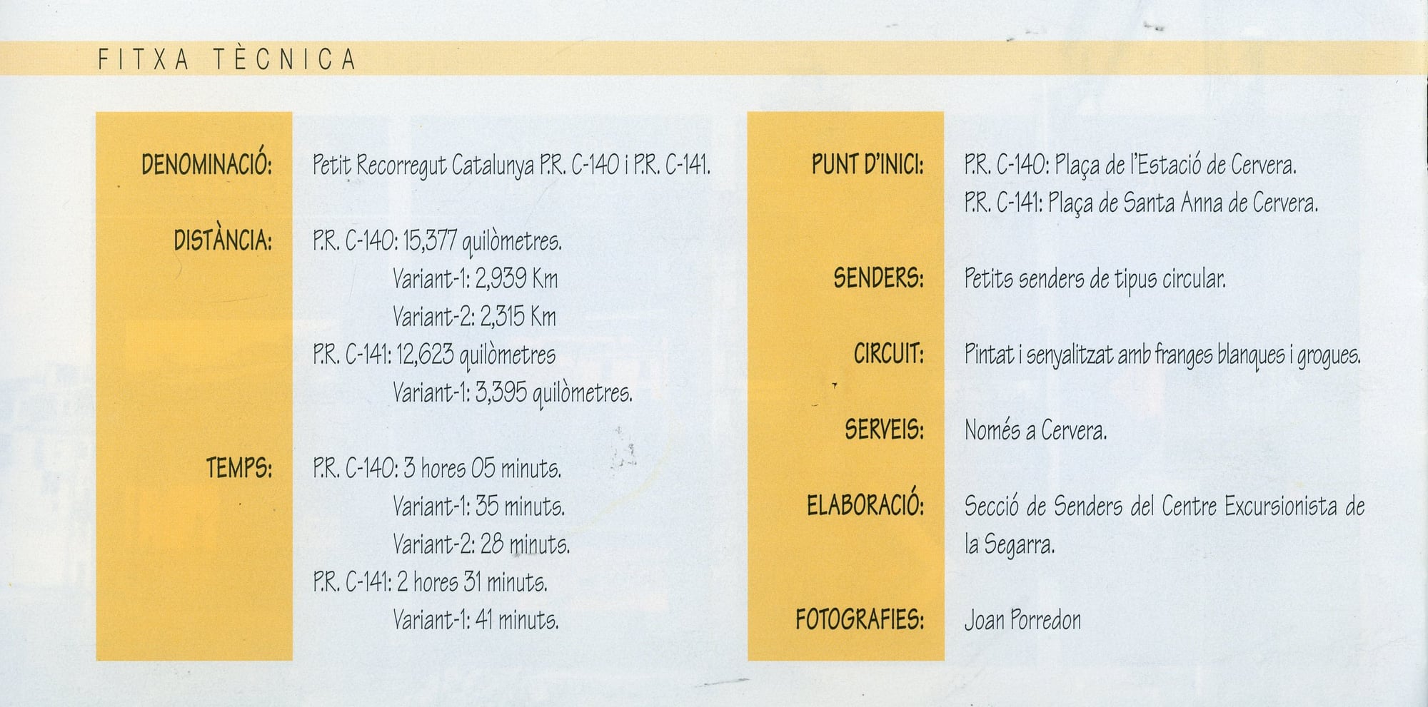 P. R. C-140 C-141 : Senders de Cervera - Miniatura 6