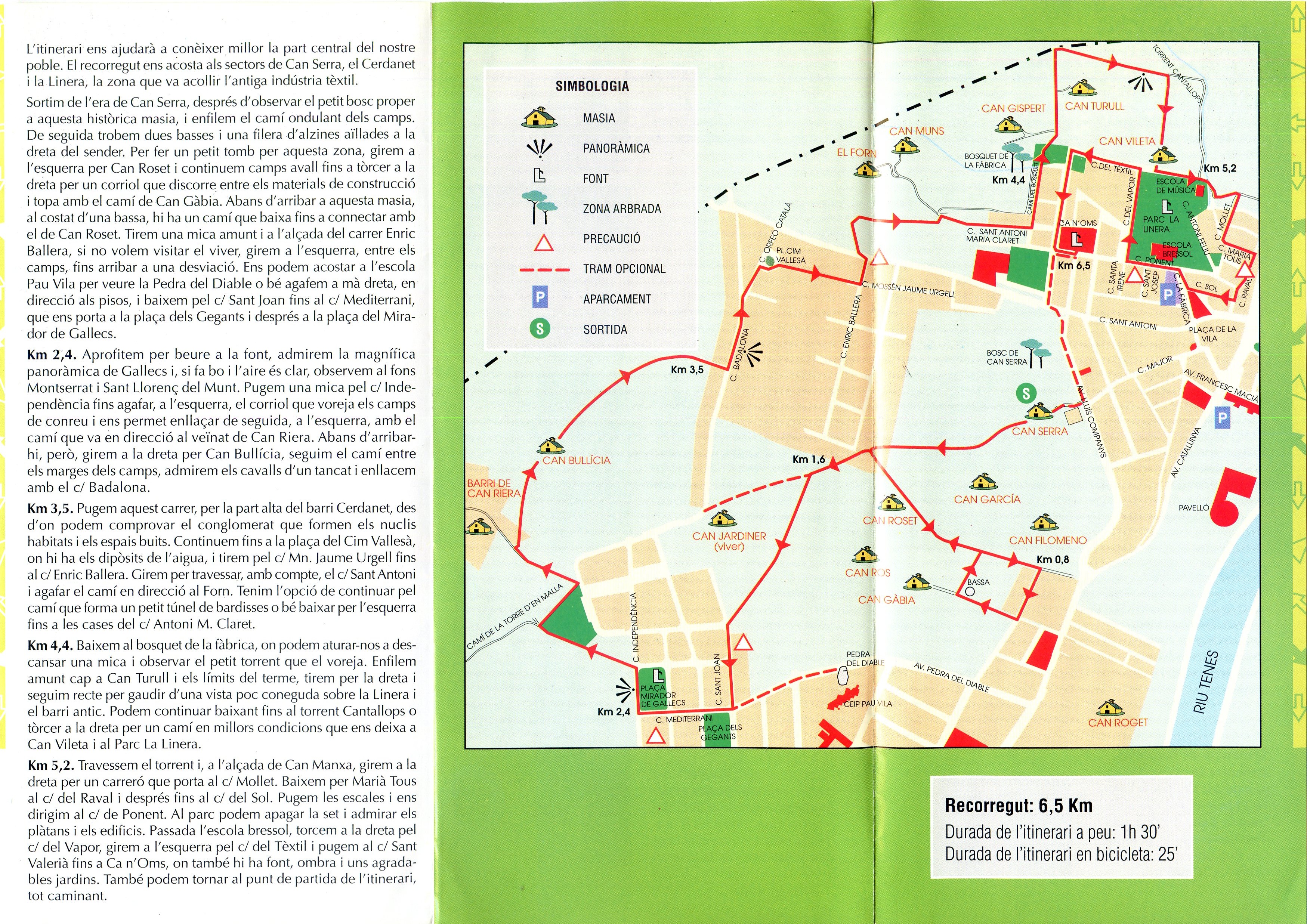 Passejant per Parets :  Itineraris a peu i en bicicleta : 2. Can Serra, el Cerdanet i la Linera - Miniatura 2