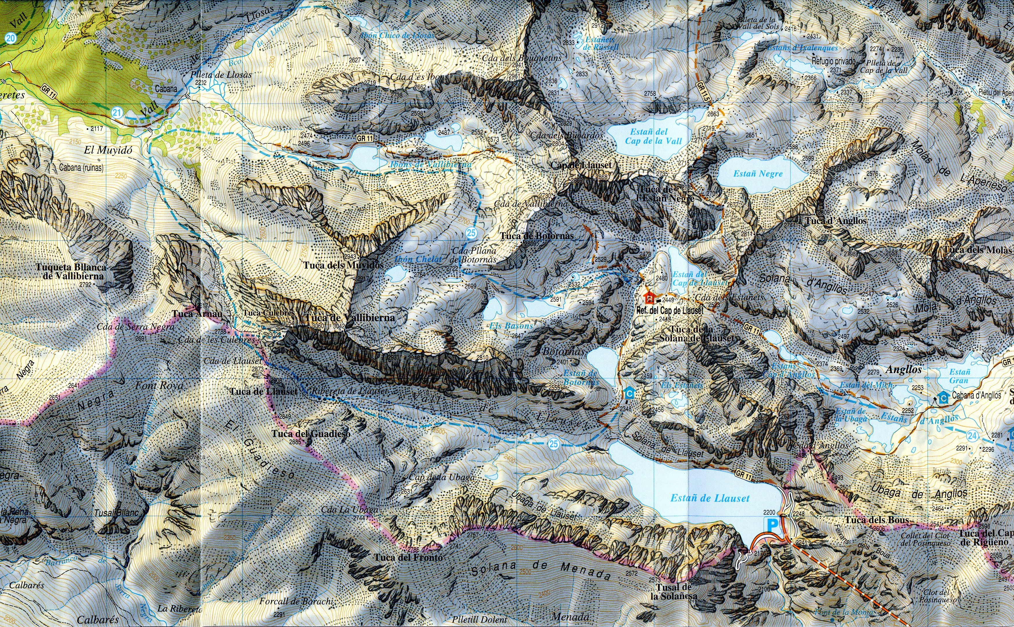 Pirineo aragonés : Macizos del Posets y la Maladeta : Mapa Topográfico Excursionista con los senderos de gran recorrido (GR) y 25 rutas de Esquí de Montaña : Escala 1:25.000 - Miniatura 2
