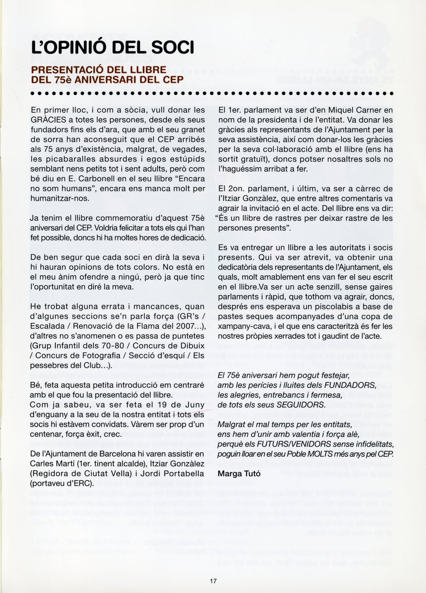 Presentació del llire del 75è aniversari del CEP - Miniatura 3