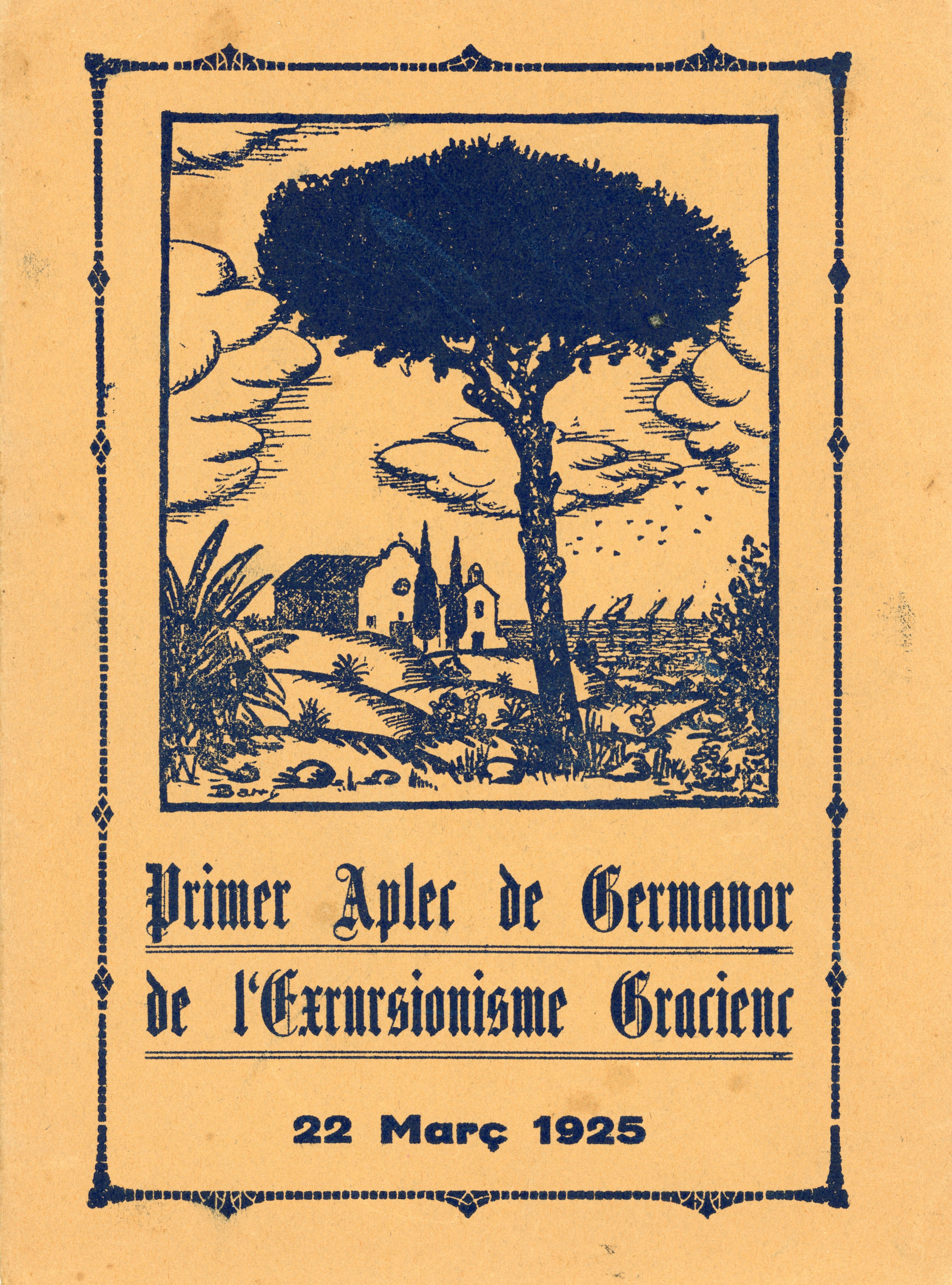Primer Aplec de Germanor de l'Excursionisme Gracienc : 22 Març 1925 - Portada