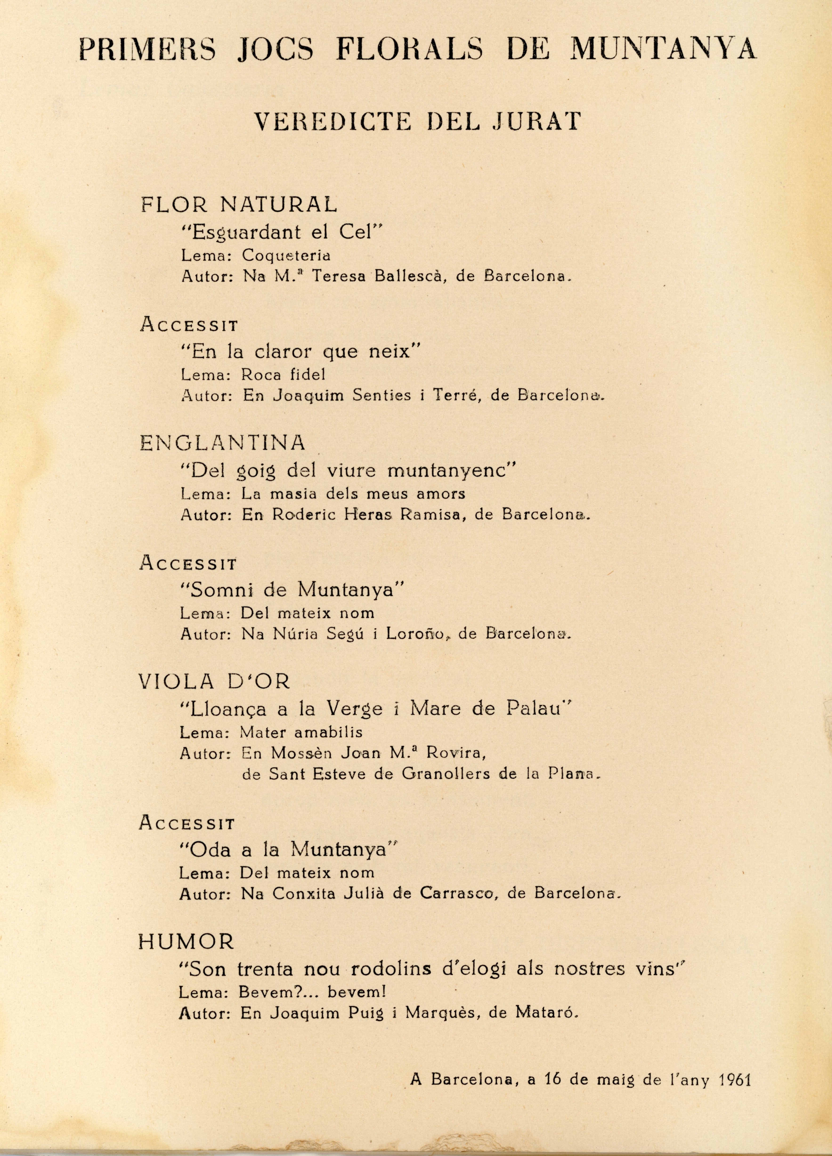 Primers Jocs Florals de Muntanya - Miniatura 2