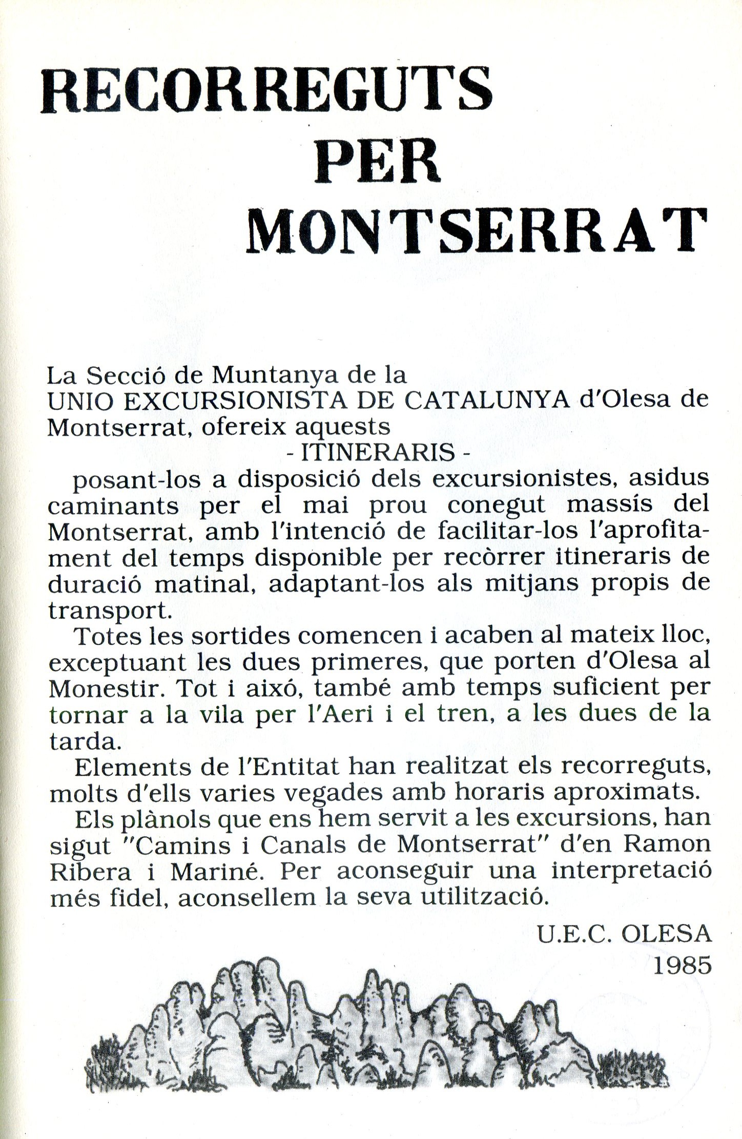 Recorreguts per Montserrat : 1935 1985 Cinquantenari UECOlesa - Miniatura 2
