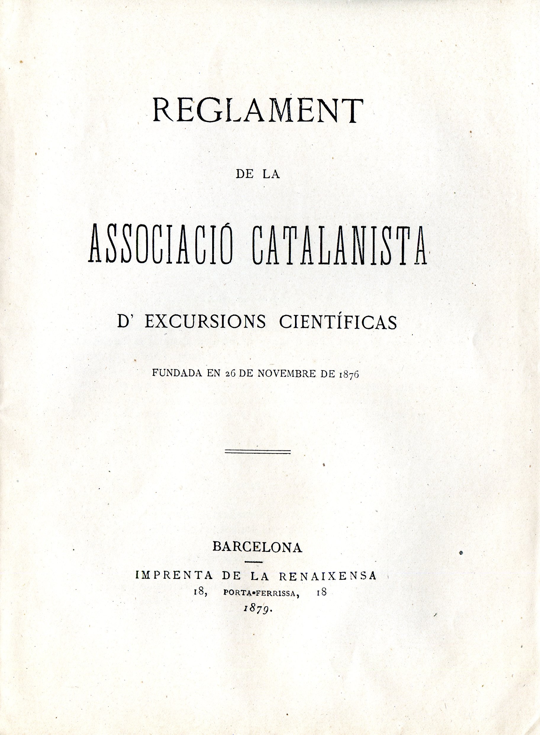 Reglament de la Associacio Catalanista d'Excursions Científicas - Miniatura 2