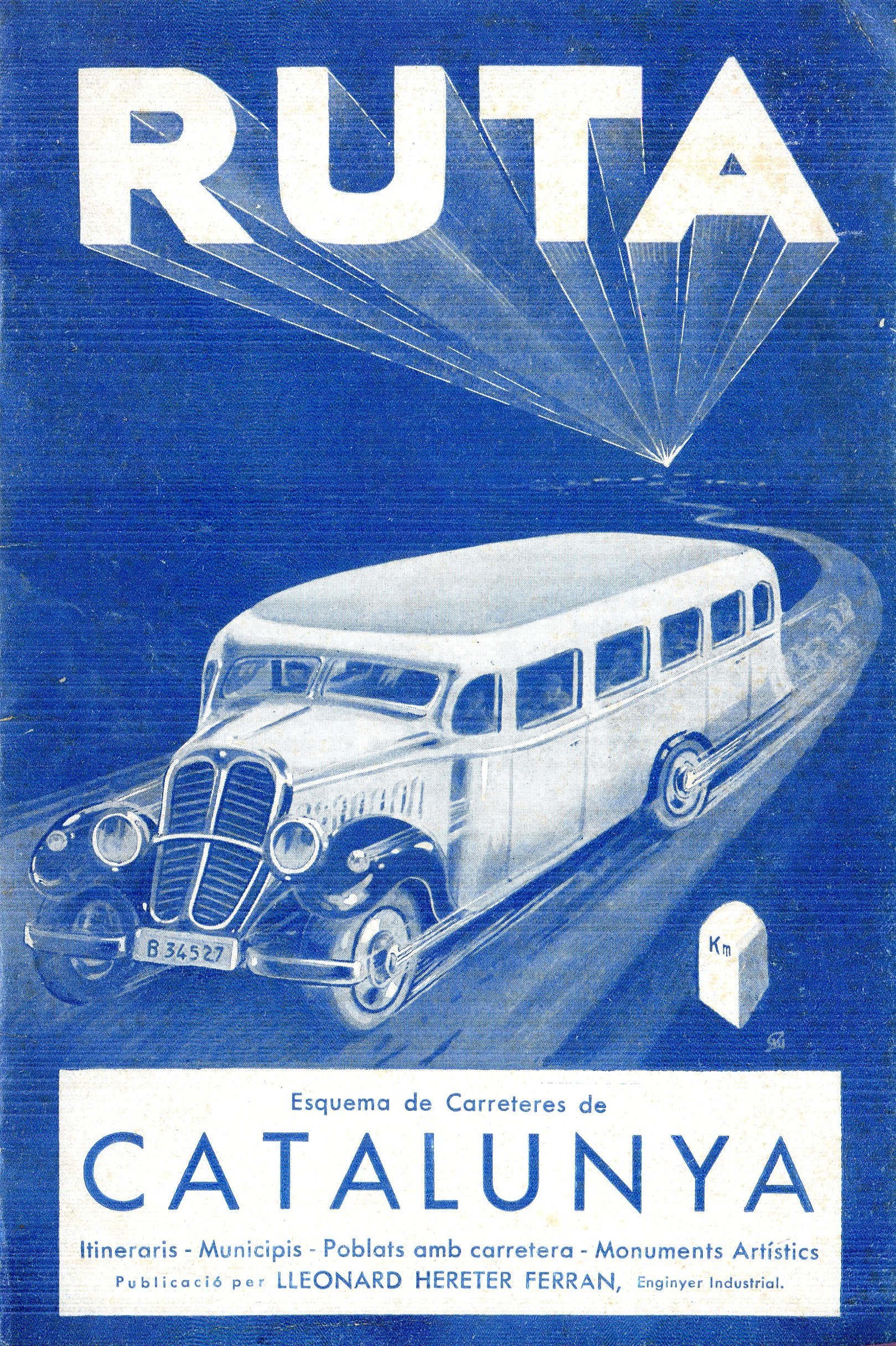 Ruta : Esquema de Carreteres de Catalunya : Itineraris - Municipis - Poblats amb carretera - Monuments Artístics - Miniatura 2