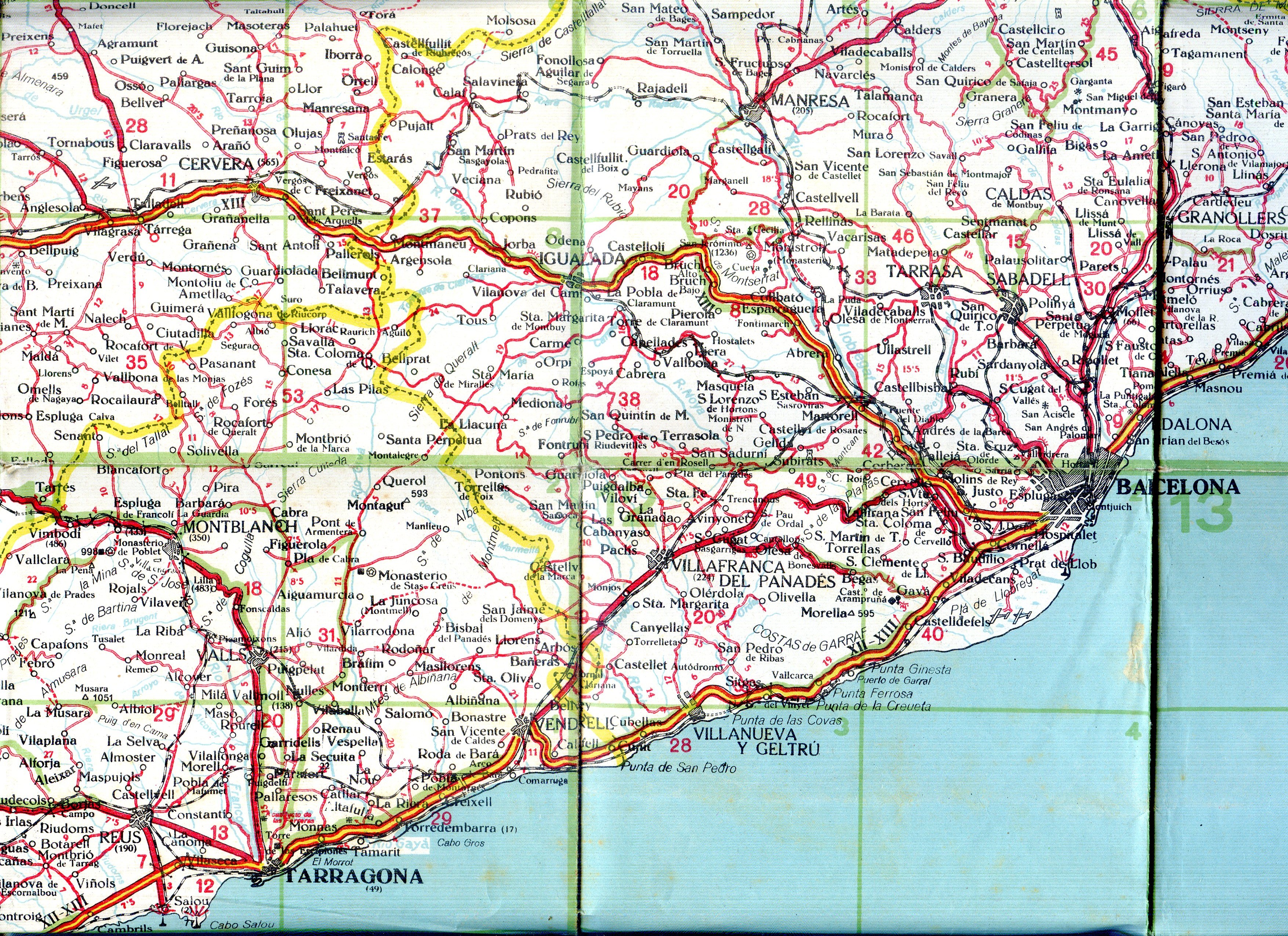 Ruta : Esquema de Carreteres de Catalunya : Itineraris - Municipis - Poblats amb carretera - Monuments Artístics - Miniatura 3
