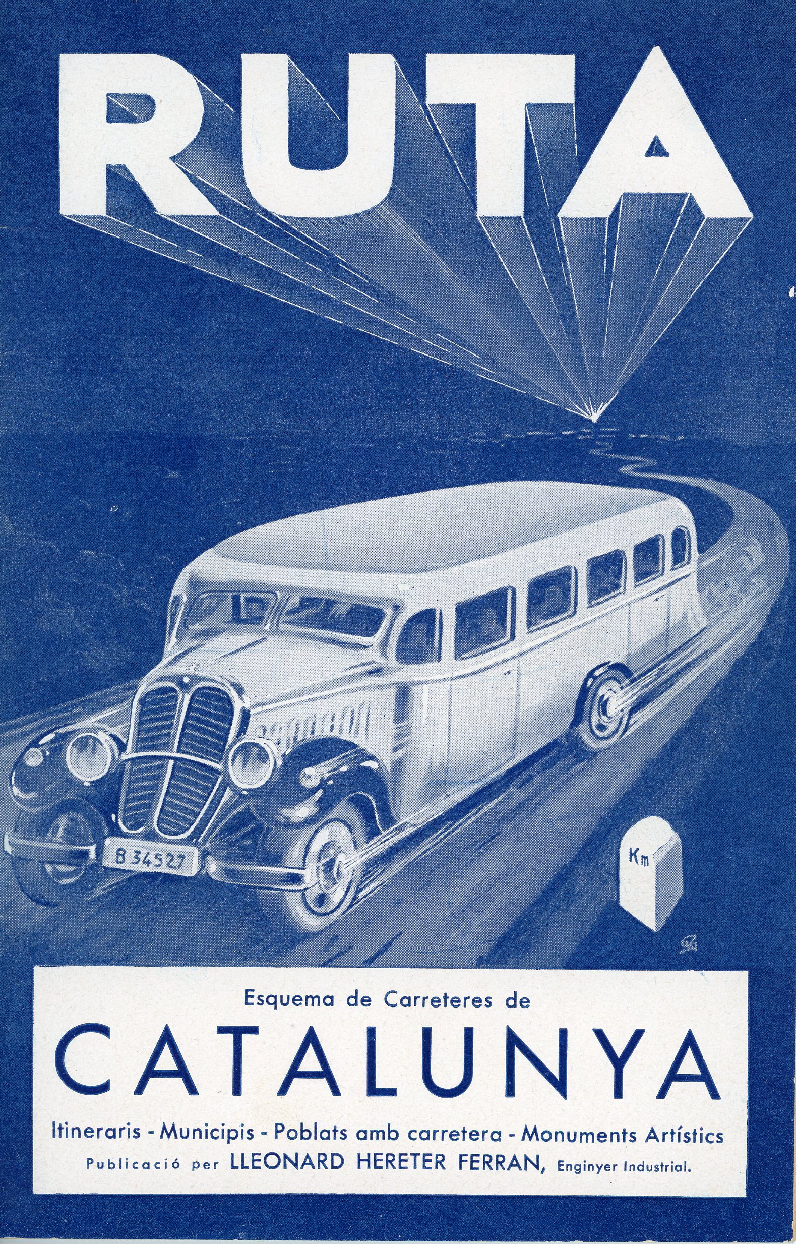 Ruta : Esquema de Carreteres de Catalunya : Itineraris - Municipis - Poblats amb carretera - Monuments Artístics - Miniatura 2
