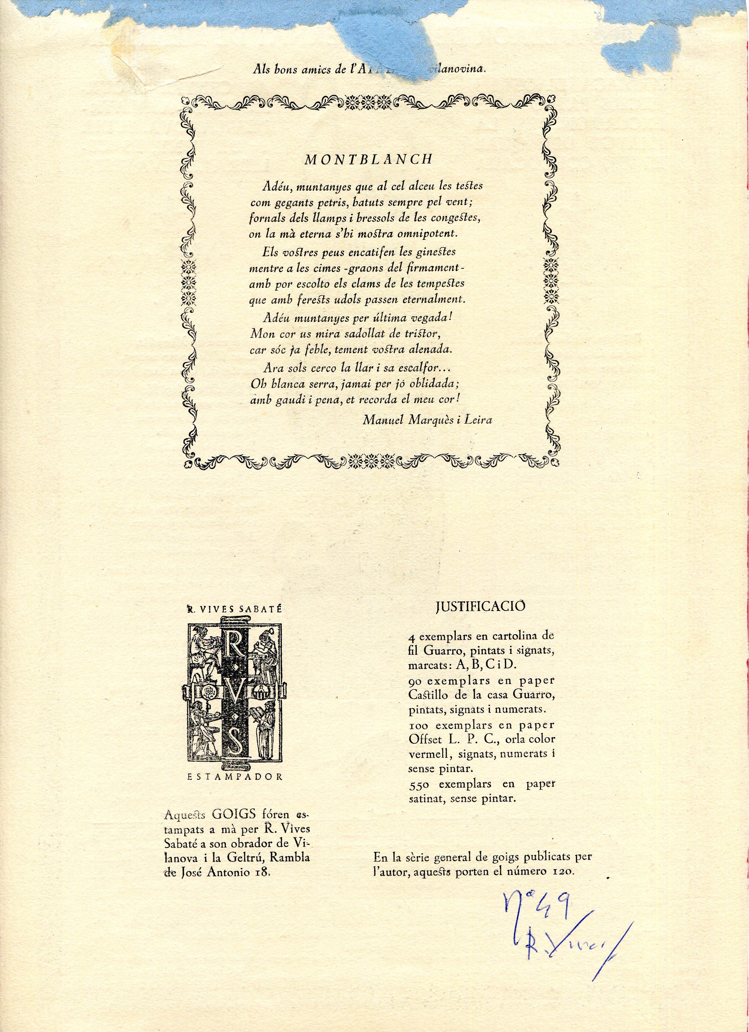 Goigs a llaor de Sant Bernat de Menthon : Ardiaca d'Aosta i excels patró dels excursionistes;  la imatge del qual es veu col·locada al centre excursionista -Atalaya- de Vilanova. El dia 15 de juny, es celebra la seva festa - Miniatura 2