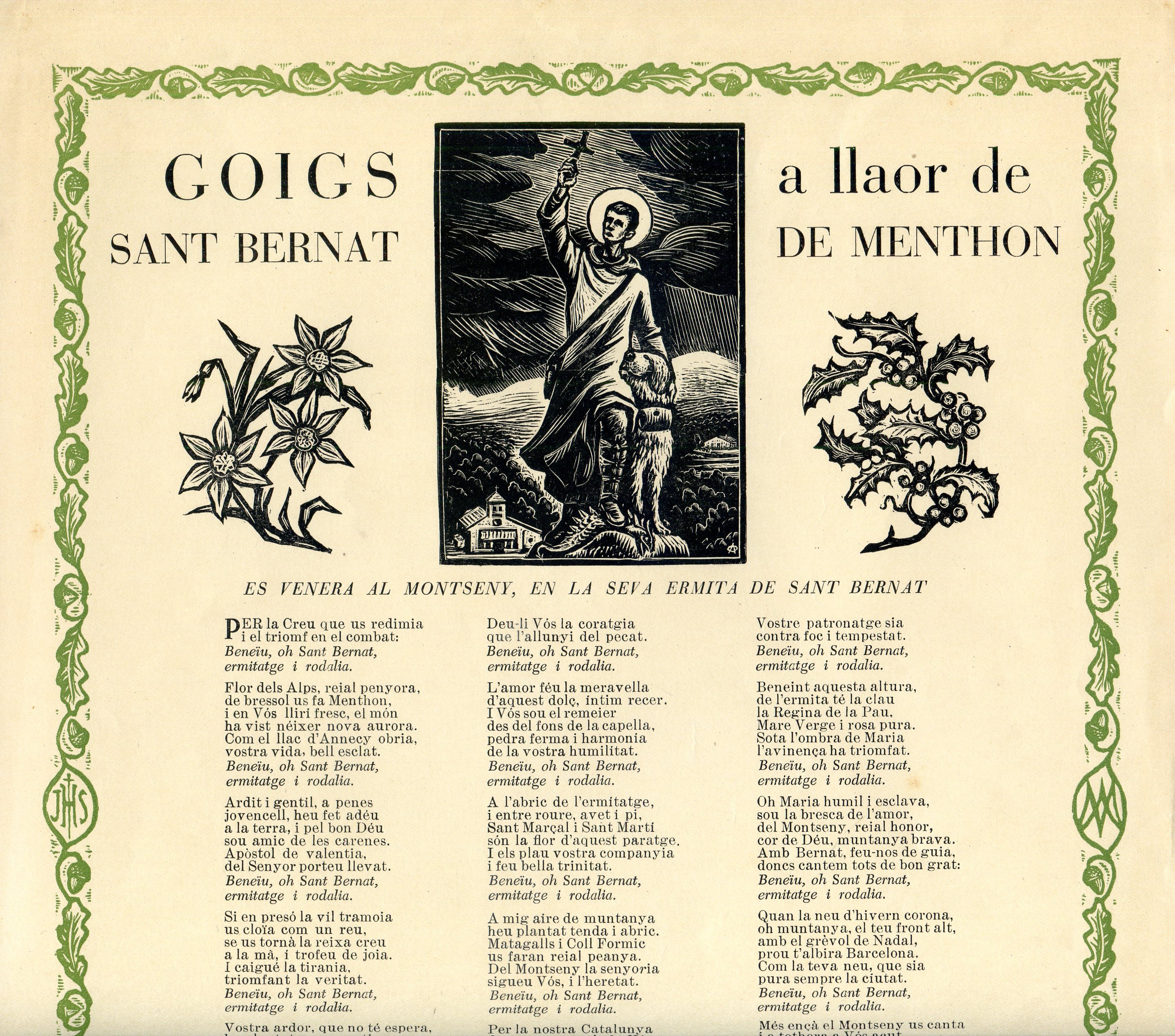 Goigs a llaor de Sant Bernat de Menthon : Es venera al Montseny, en la seva ermita de Sant Bernat - Miniatura 2