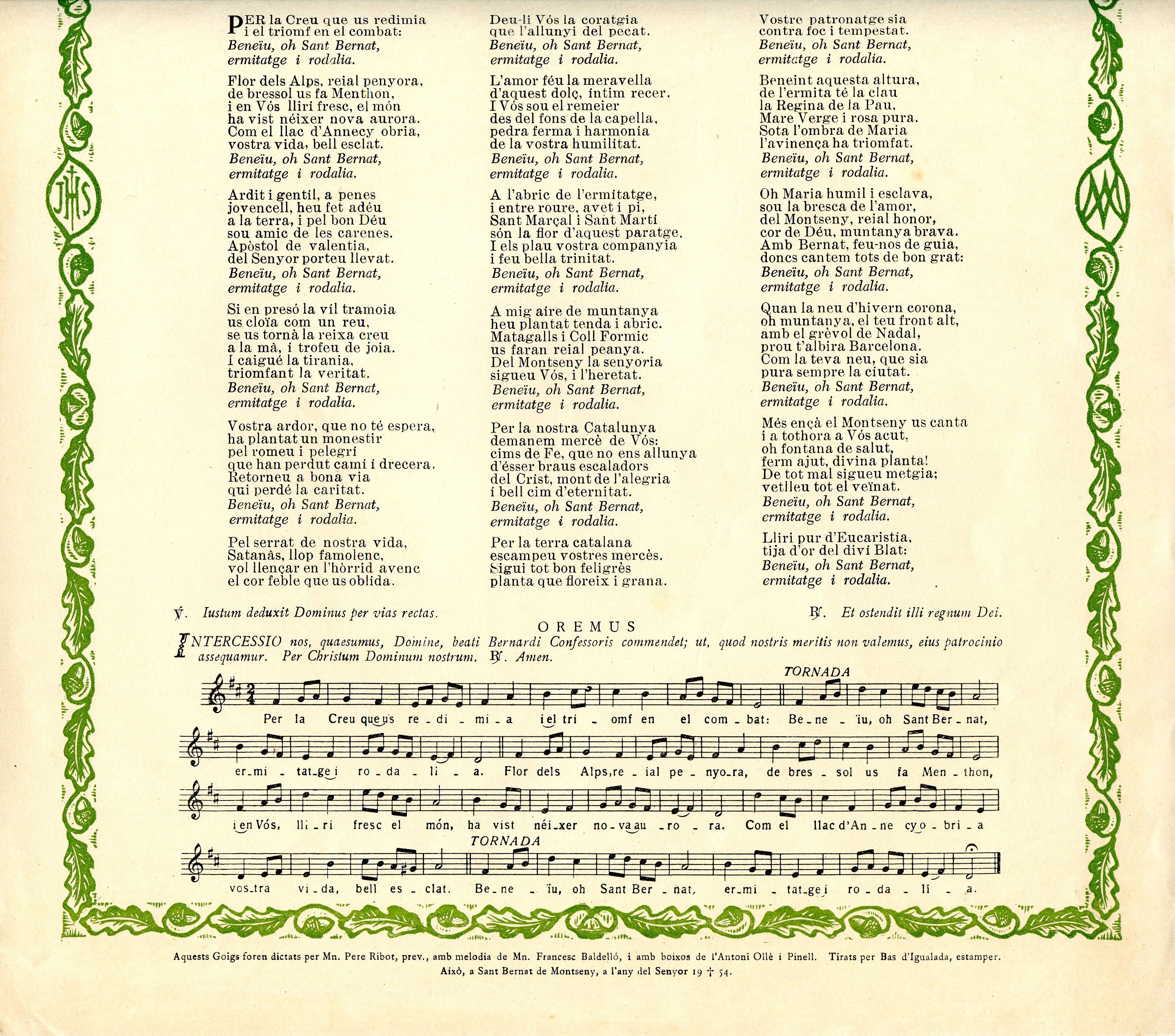 Goigs a llaor de Sant Bernat de Menthon : Es venera al Montseny, en la seva ermita de Sant Bernat - Miniatura 3