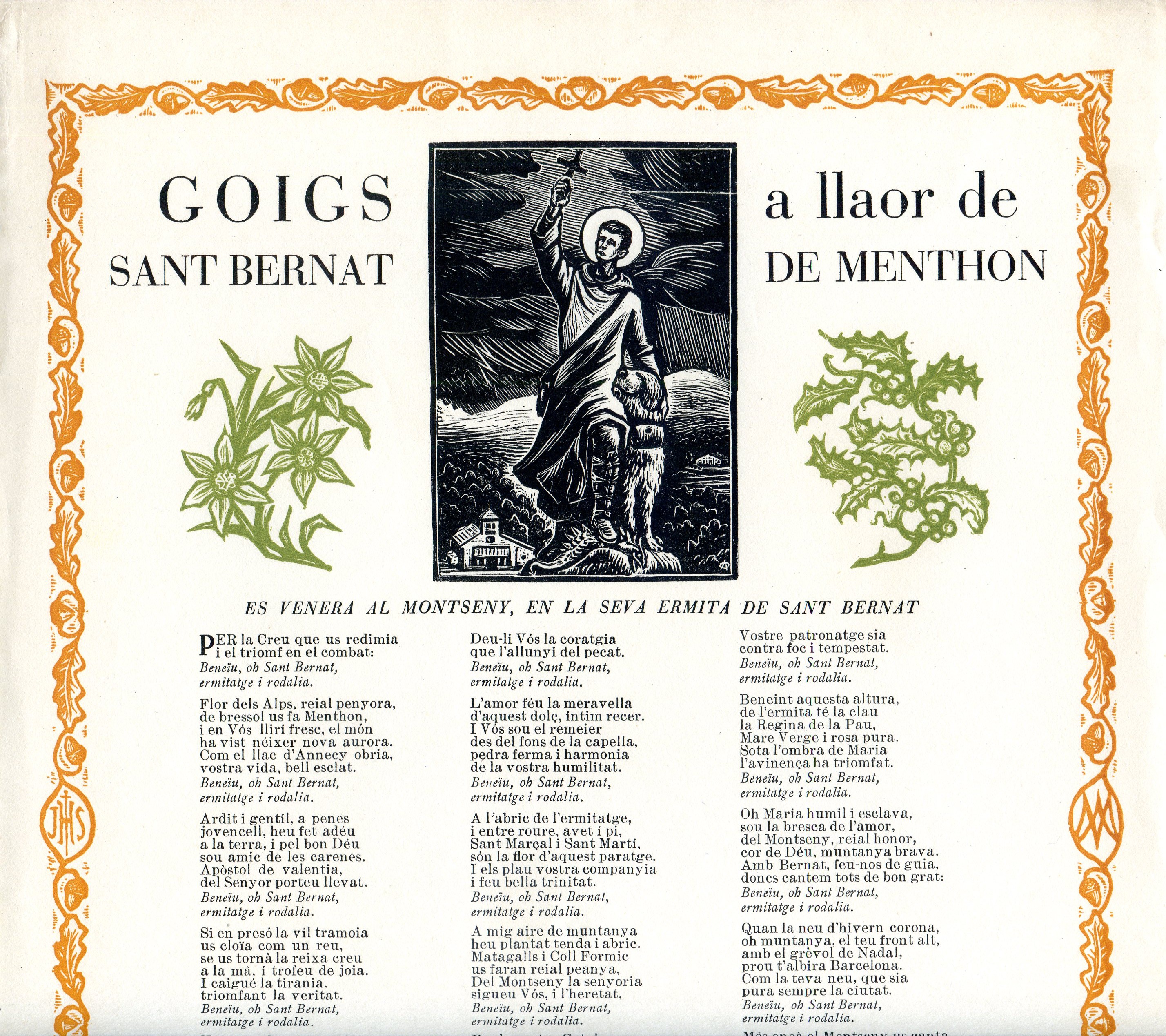 Goigs a llaor de Sant Bernat de Menthon : Es venera al Montseny, en la seva ermita de Sant Bernat - Miniatura 2