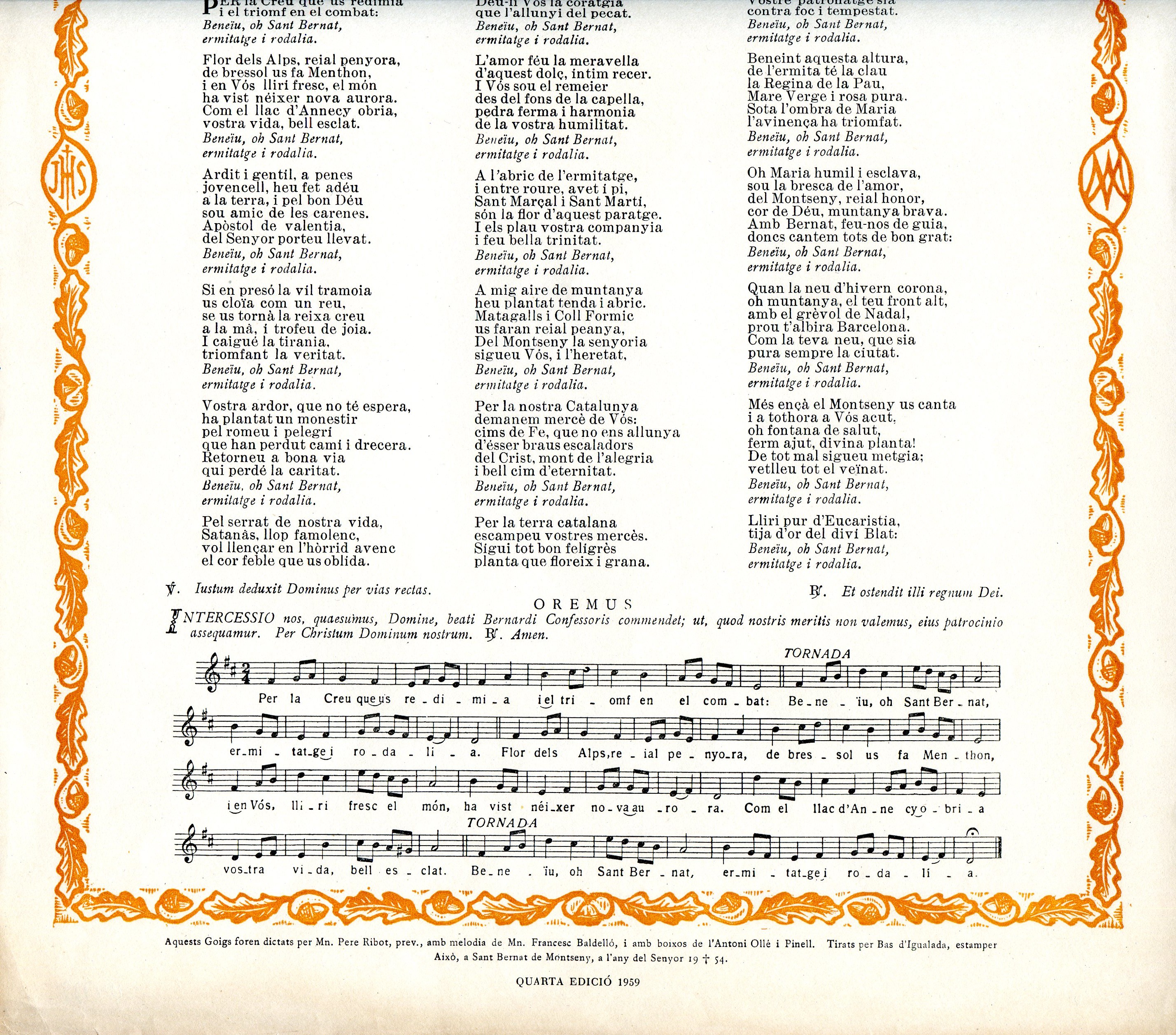 Goigs a llaor de Sant Bernat de Menthon : Es venera al Montseny, en la seva ermita de Sant Bernat - Miniatura 3